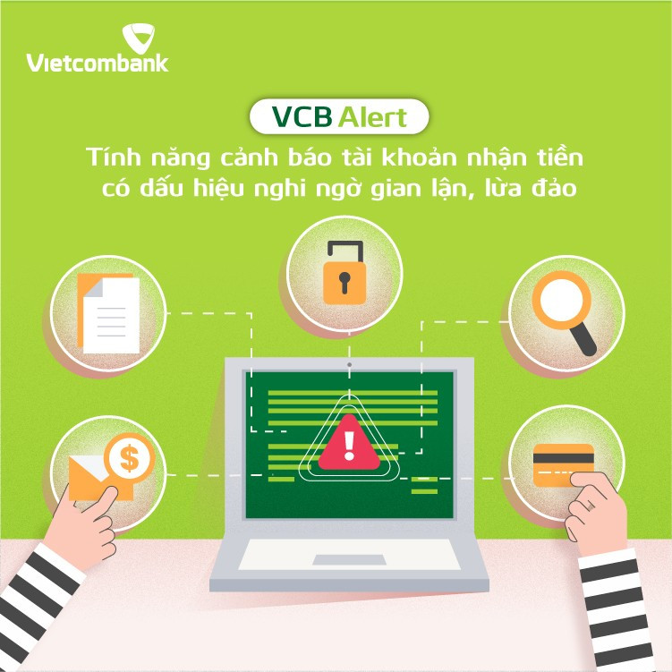 Vietcombank mở rộng tính năng Cảnh báo tài khoản nhận tiền có dấu hiệu nghi ngờ gian lận, lừa đảo