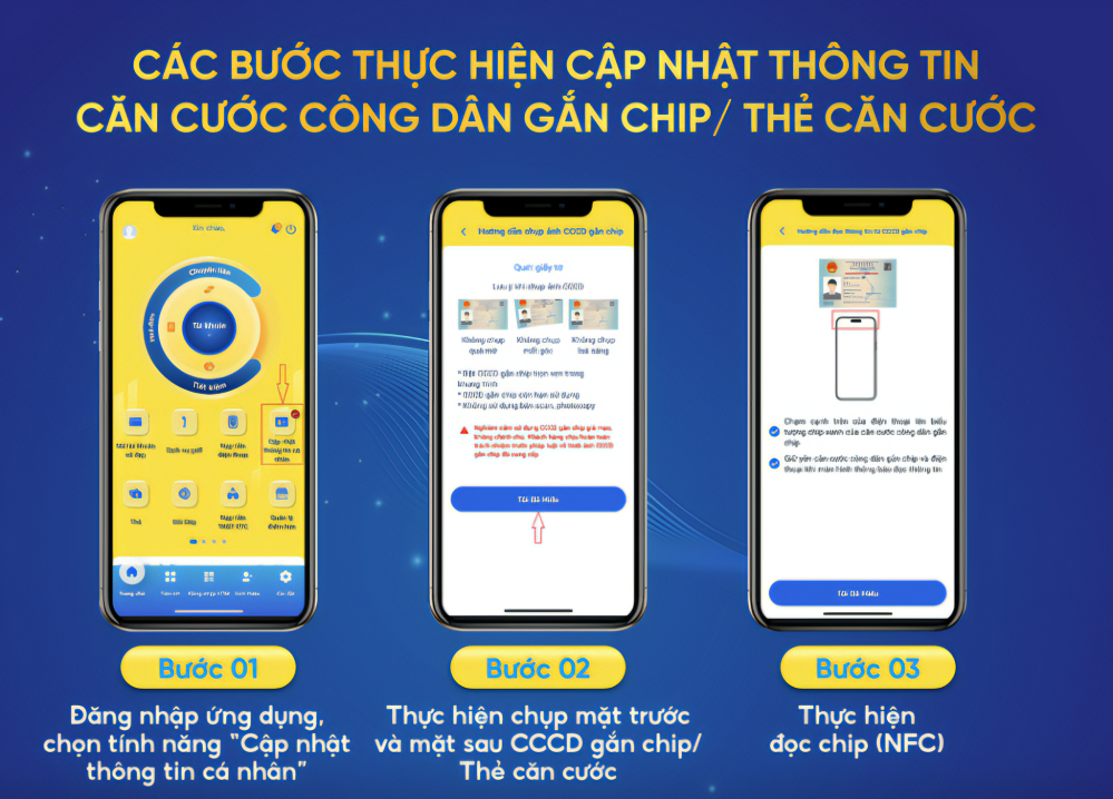 Khách hàng có thể cập nhật thông tin CCCD gắn chip trên ứng dụng ngân hàng