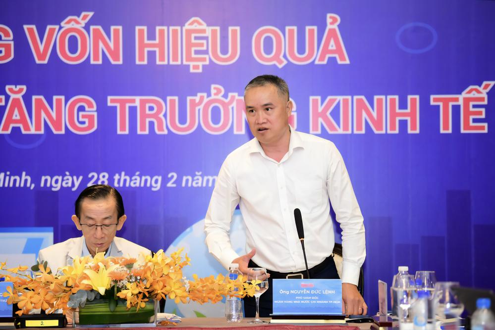 Ông Nguyễn Đức Lệnh - Phó Giám đốc NHNN chi nhánh TP. Hồ Chí Minh phát biểu tại Hội thảo