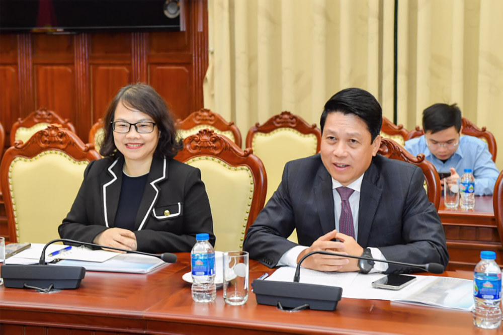 Phó Thống đốc Phạm Tiến Dũng phát biểu tại buổi làm việc