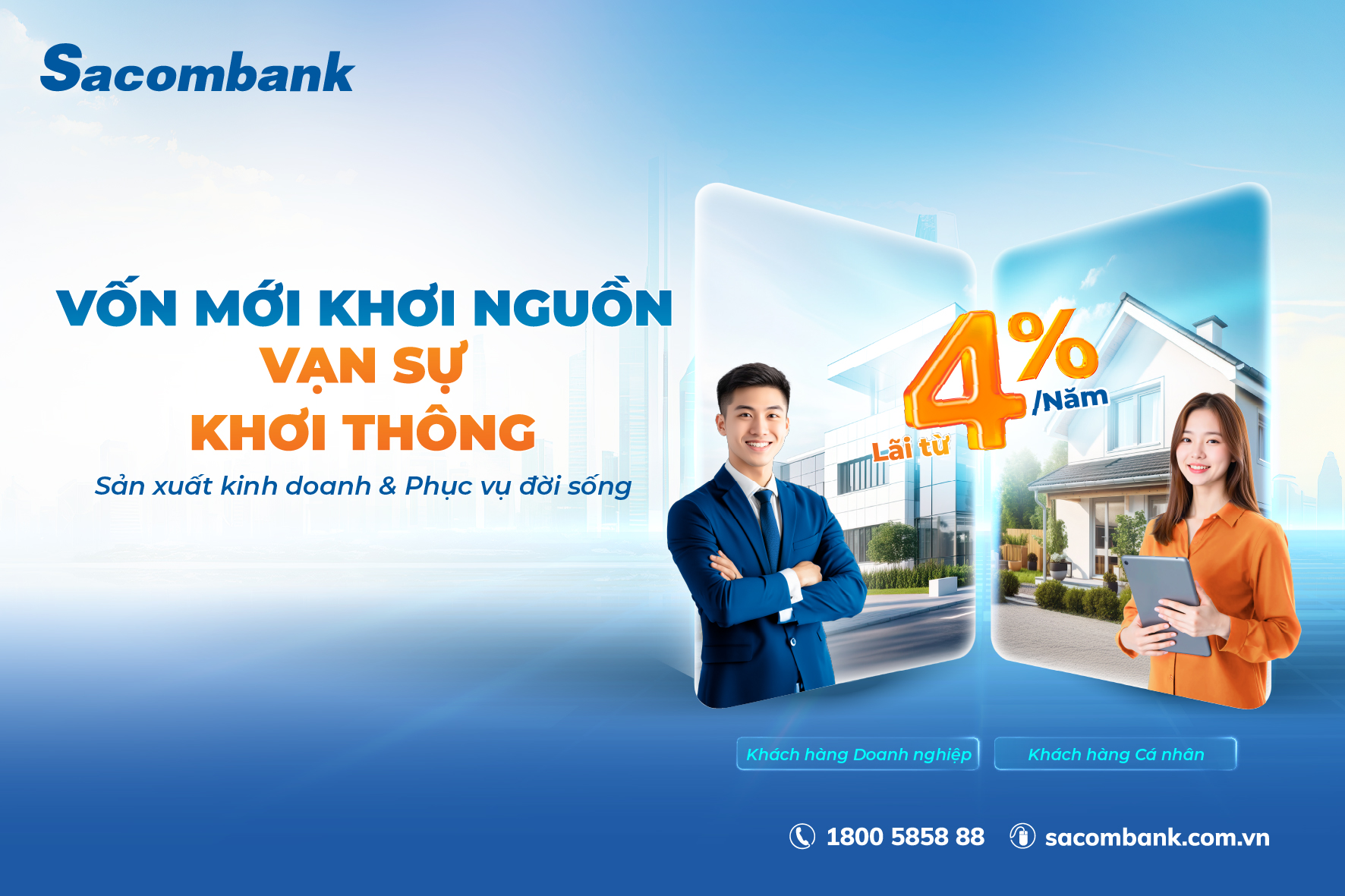 Sacombank tung gói 20.000 tỷ đồng cho vay ưu đãi lãi suất từ 4%/năm