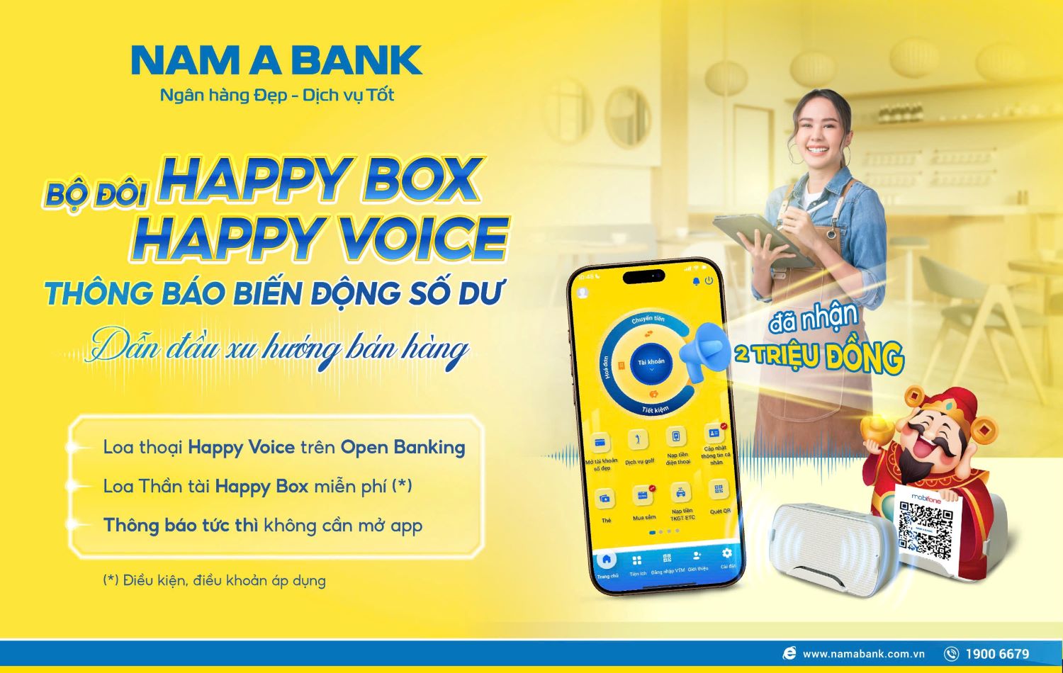 Nam A Bank ra mắt 2 tính năng thông báo biến động số dư bằng giọng nói