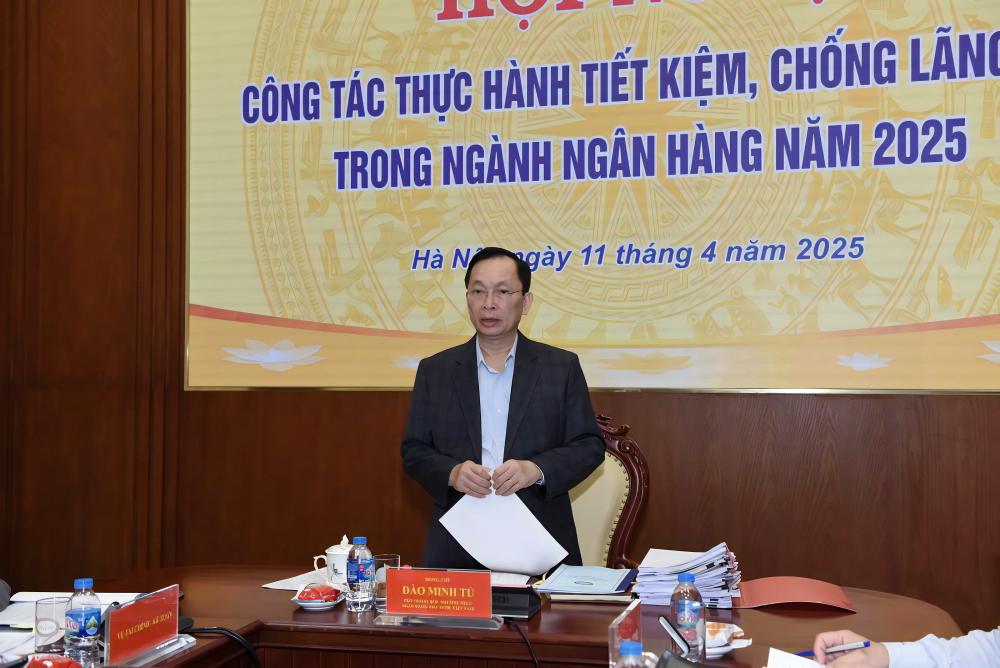 Phó Thống đốc Thường trực Đào Minh Tú phát biểu chỉ đạo tại hội nghị