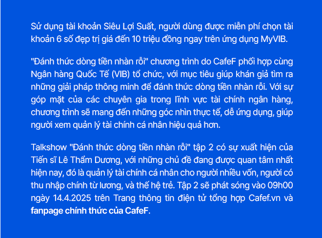 Trấn Thành chia sẻ góc nhìn về tối ưu dòng tiền cùng Siêu Lợi Suất VIB