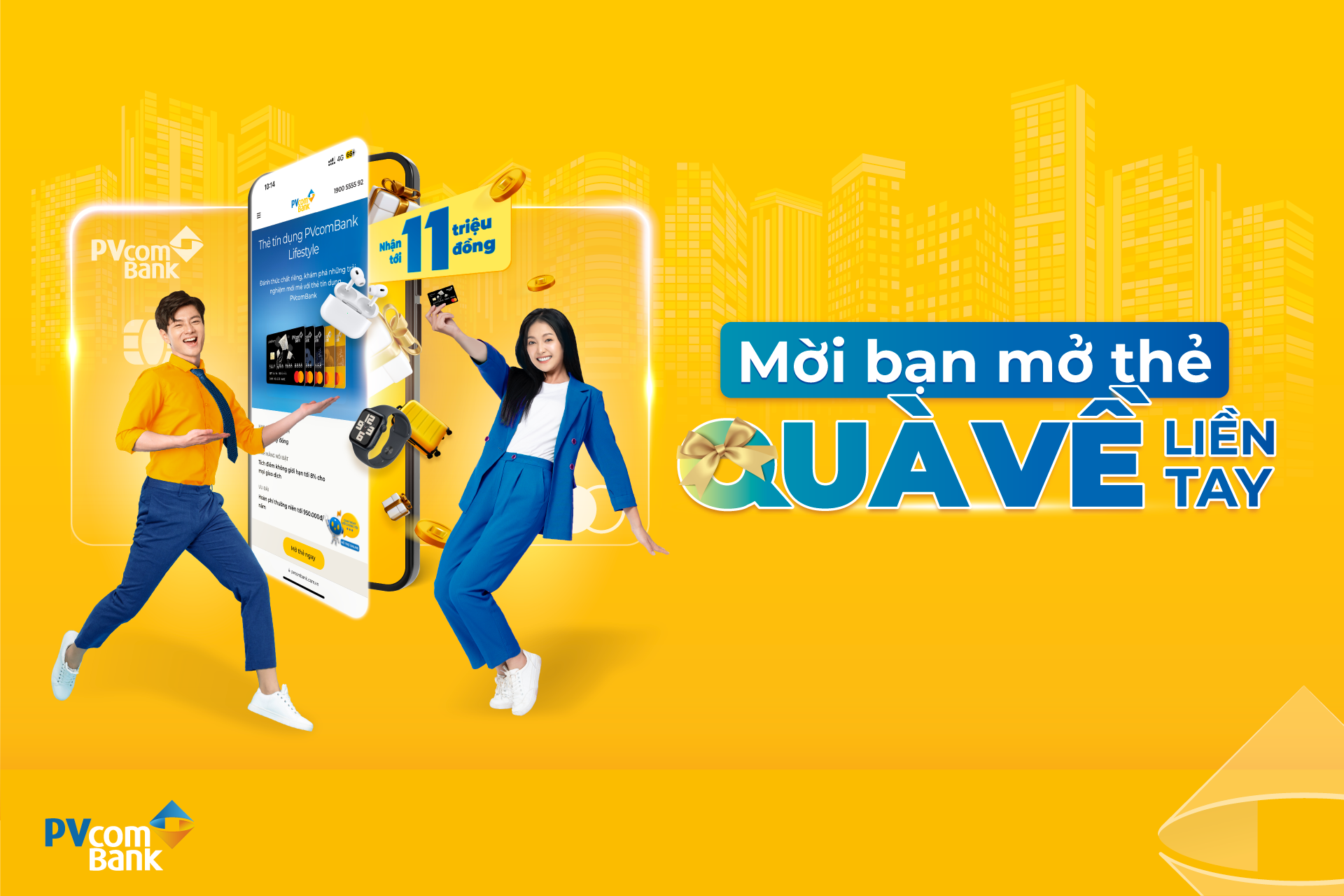 Nhiều quà tặng hấp dẫn cho khách hàng giới thiệu mở thẻ tín dụng PVcomBank