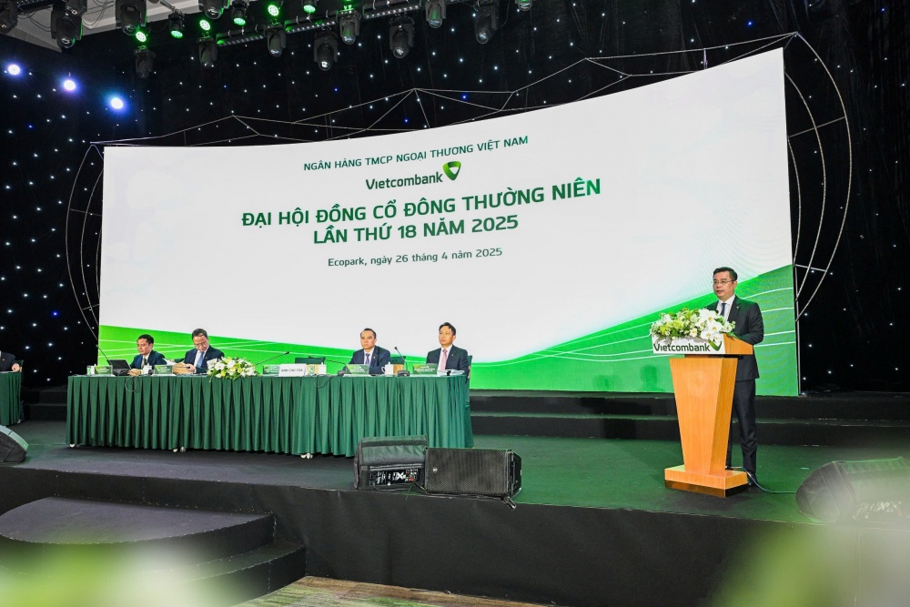 Ông Nguyễn Thanh Tùng - Chủ tịch HĐQT Vietcombank phát biểu khai mạc Đại hội