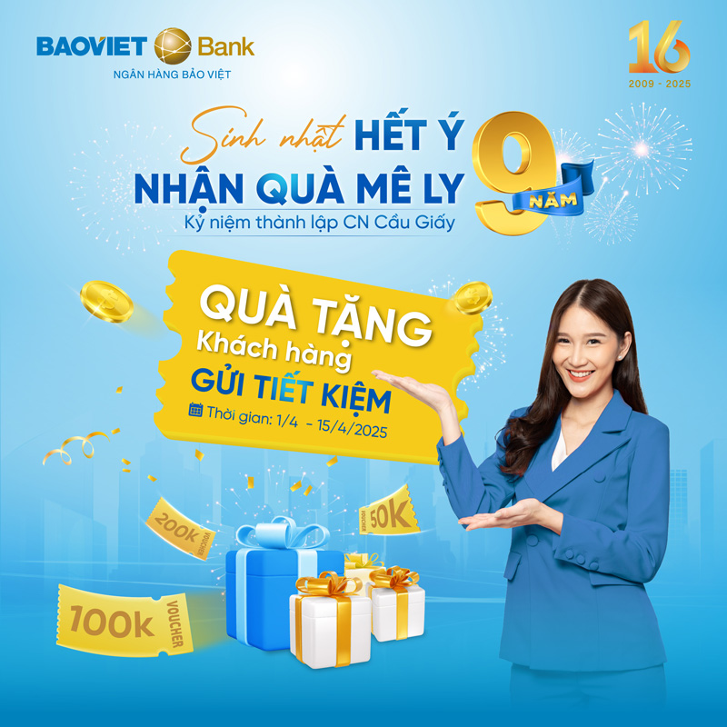 BAOVIET Bank Cầu Giấy tặng quà khách gửi tiết kiệm dịp kỷ niệm 9 năm