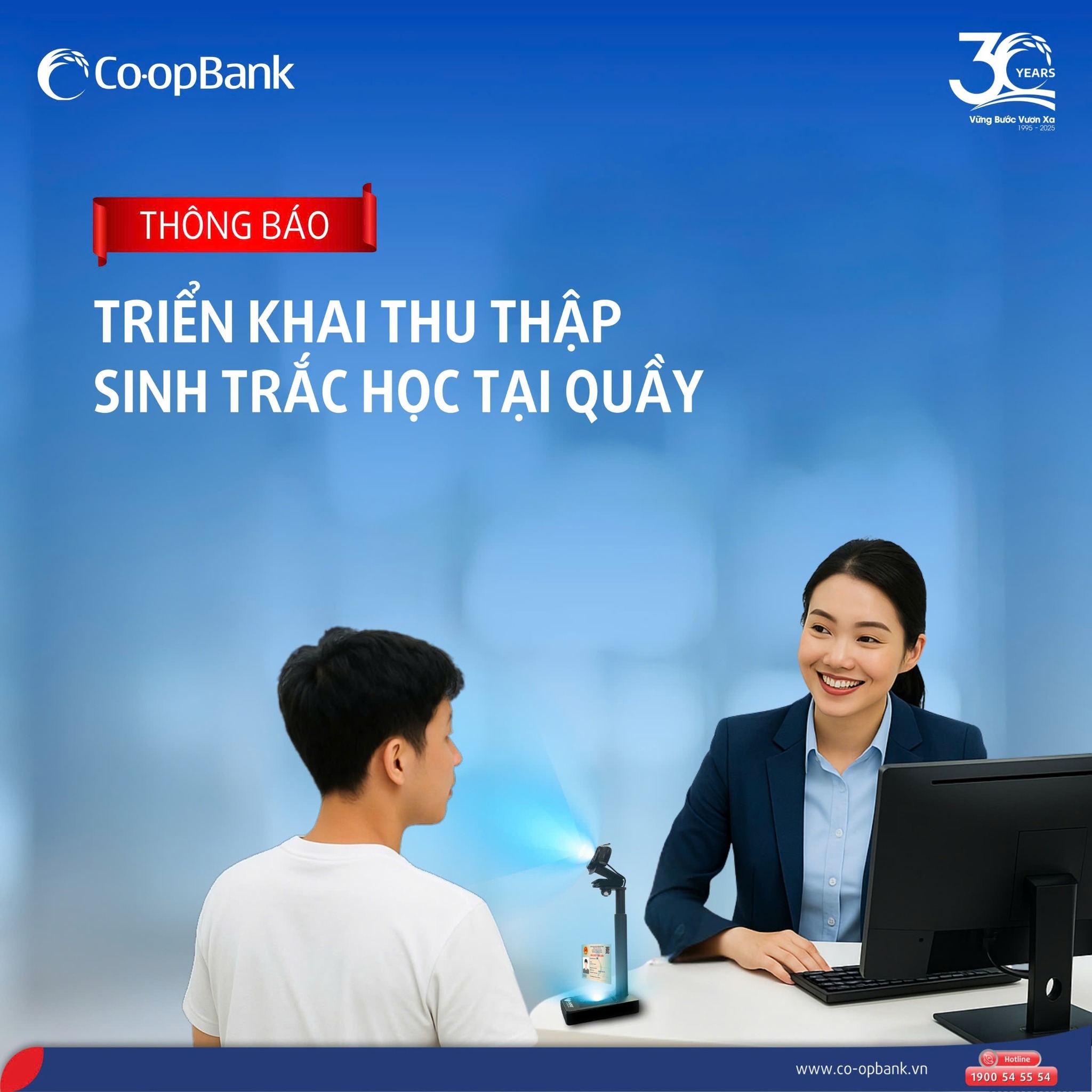 Co-opBank triển khai dịch vụ thu thập sinh trắc học tại quầy giao dịch