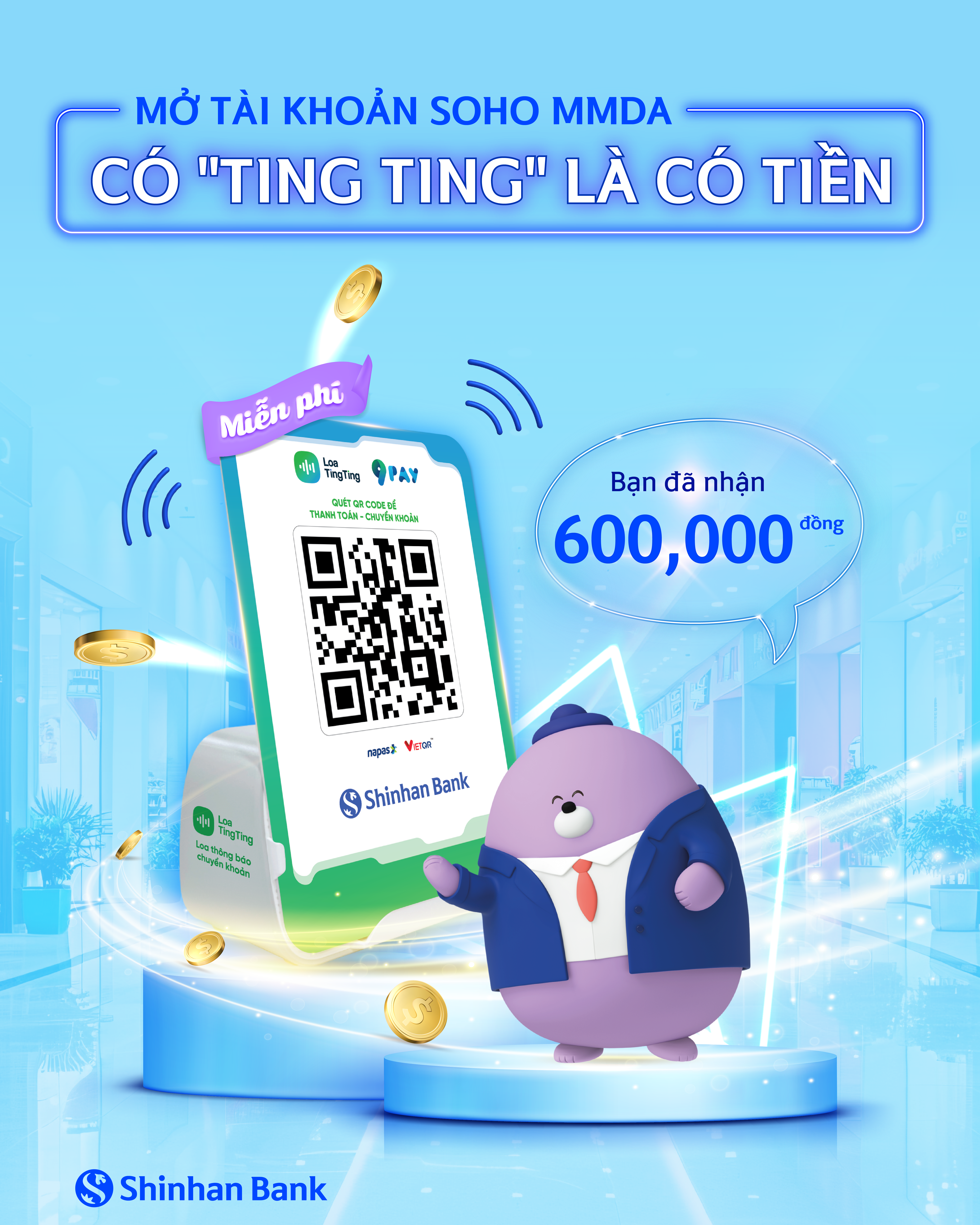 Get free transaction notification speaker when opening a SOHO MMDA account of Shinhan Bank