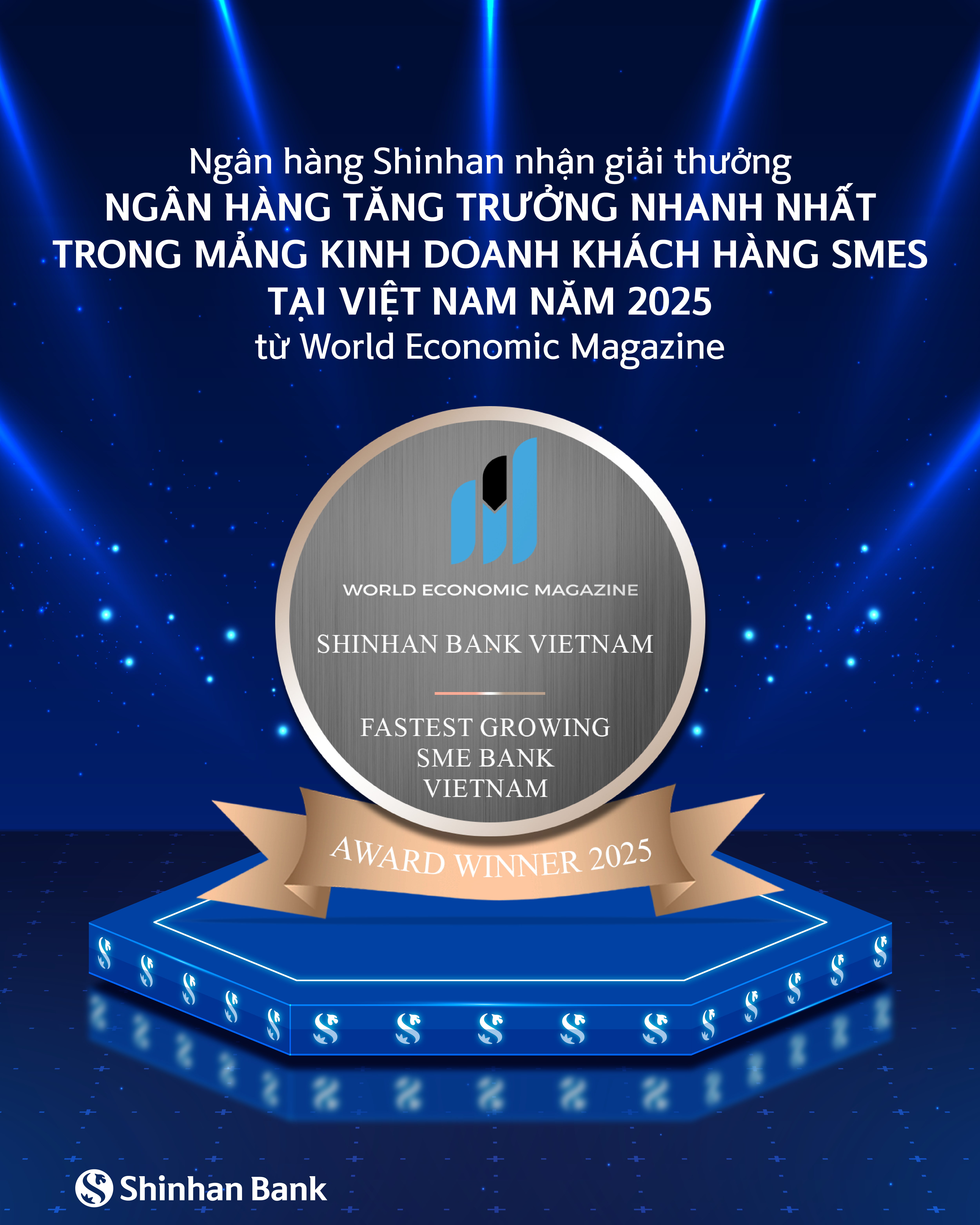 Ngân hàng Shinhan đón nhận giải thưởng "Ngân hàng tăng trưởng kinh doanh mảng SME nhanh nhất năm 2025" từ World Economic Magazine