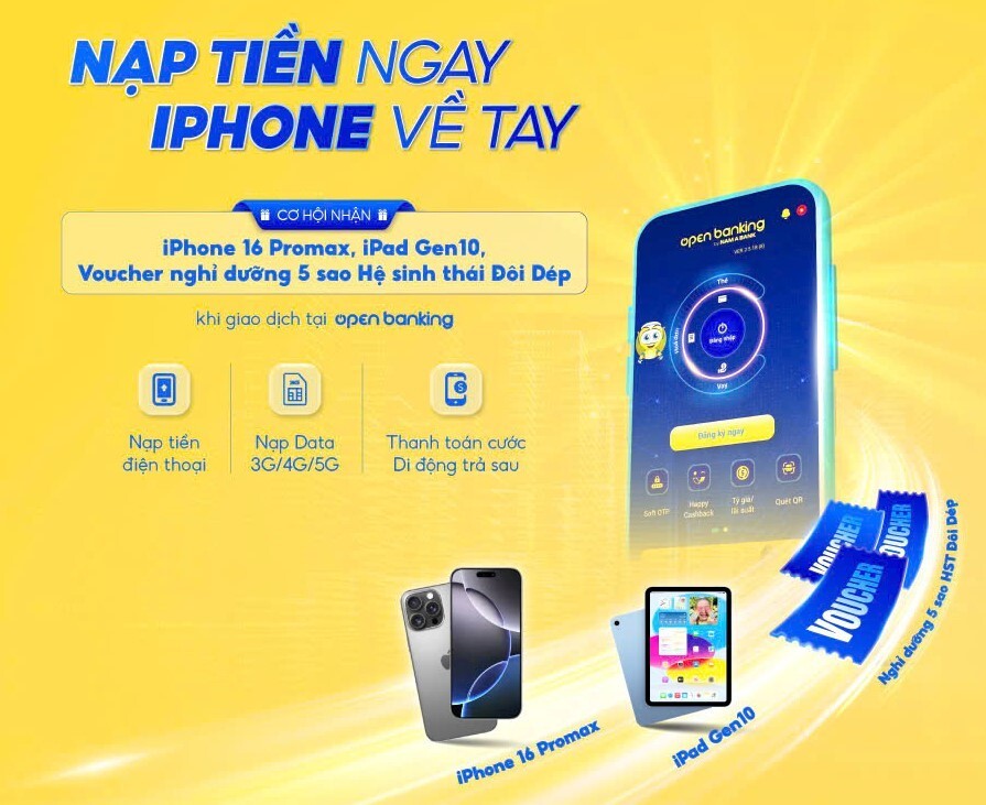 Nam A Bank ưu đãi khách hàng giao dịch không tiền mặt