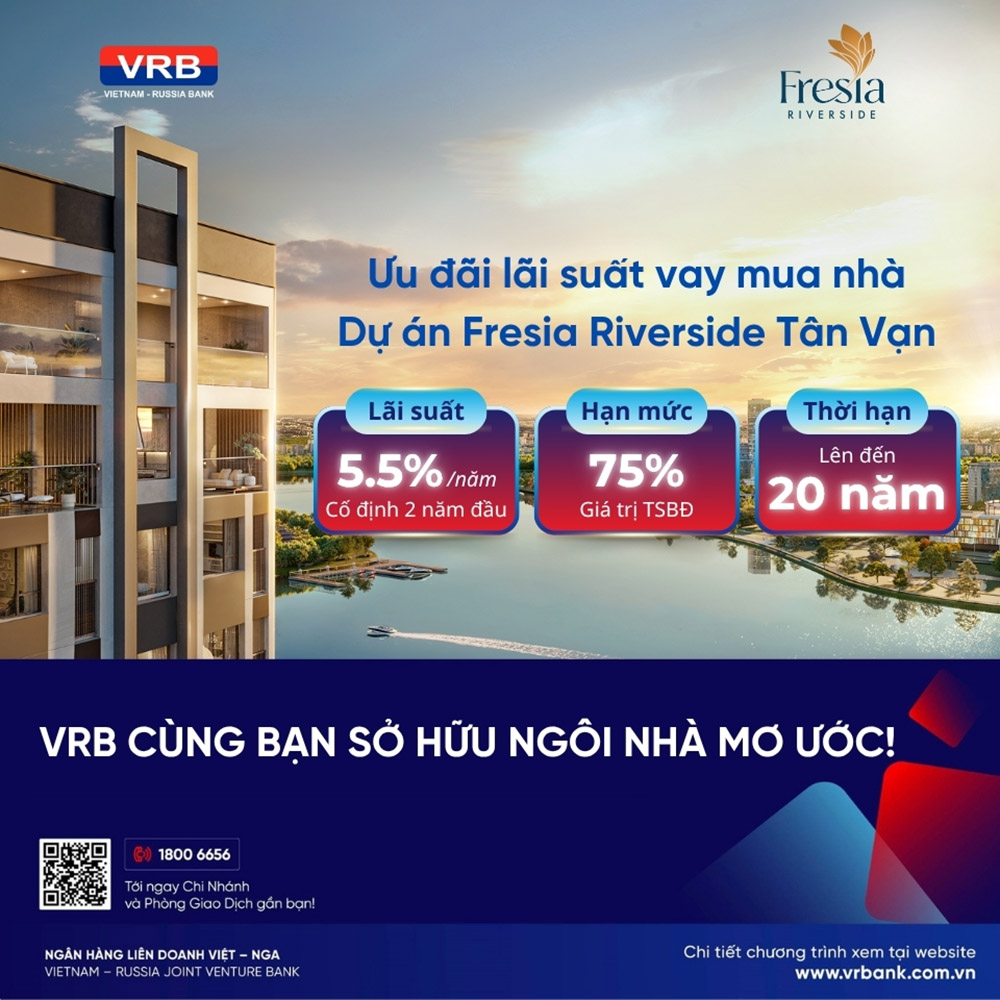 Ngân hàng VRB hỗ trợ khách hàng sở hữu căn hộ tại Fresia Riverside trung tâm thành phố Biên Hòa, tỉnh Đồng Nai