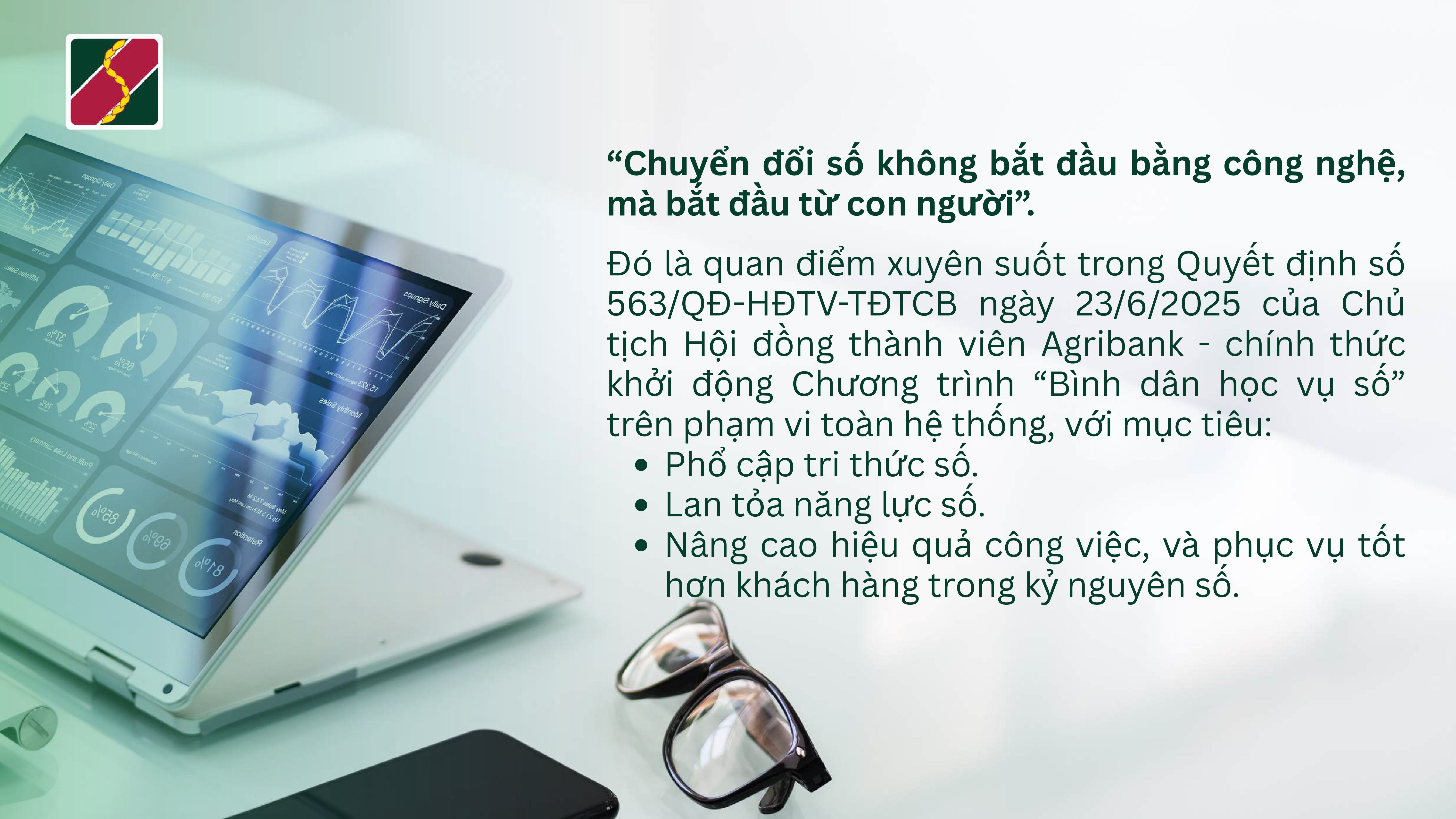 Agribank triển khai chương trình "Bình dân học vụ số" - Mỗi người một bước, toàn hệ thống chuyển mình