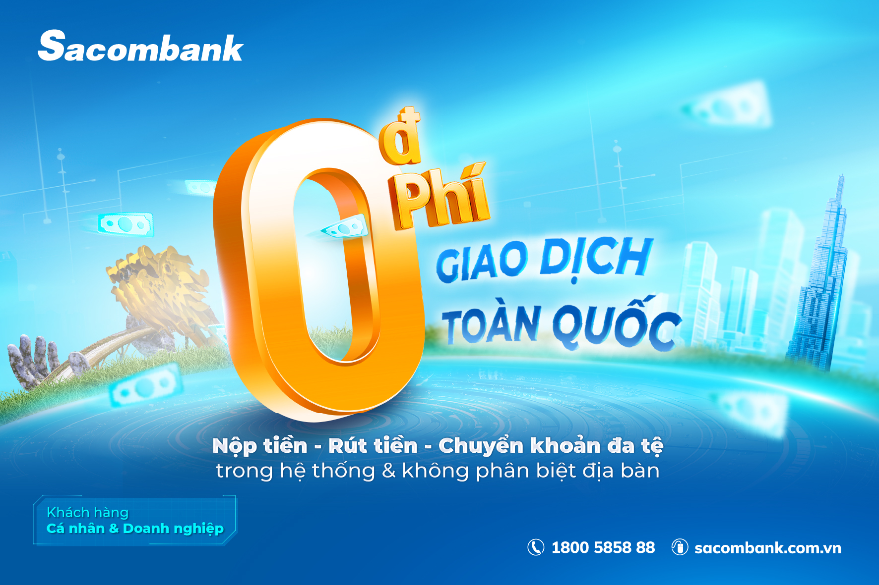 Sacombank miễn phí giao dịch, thúc đẩy số hóa tài chính