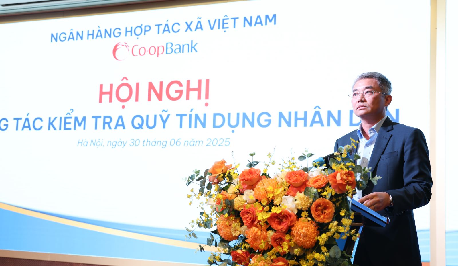 Ông Nguyễn Quốc Cường - Chủ tịch Hội đồng quản trị Co-opBank phát biểu tại Hội nghị