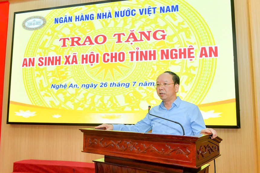 Đồng chí Bùi Thanh An - Phó Chủ tịch Thường trực UBND tỉnh Nghệ An cảm ơn những đóng góp, chia sẻ của NHNN và ngành Ngân hàng
