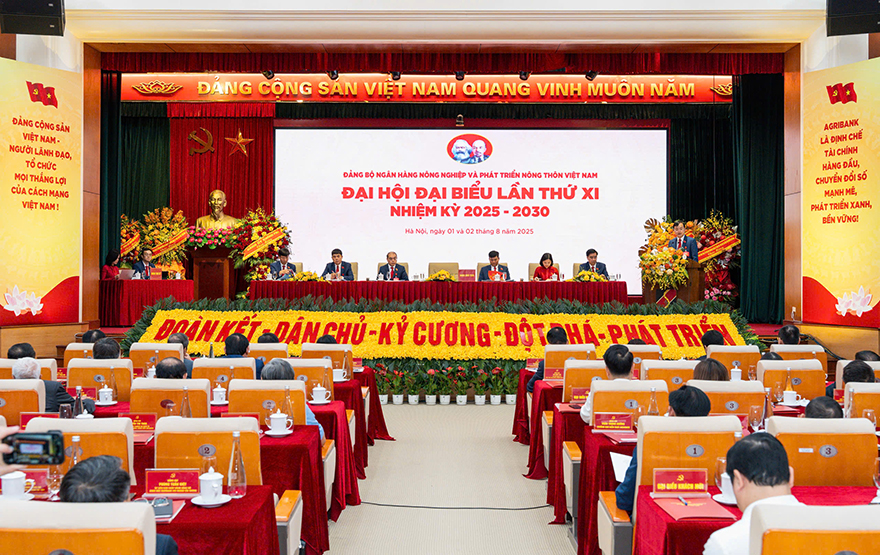 Toàn cảnh Đại hội đại biểu Đảng bộ Agribank lần thứ XI nhiệm kỳ 2025 - 2030