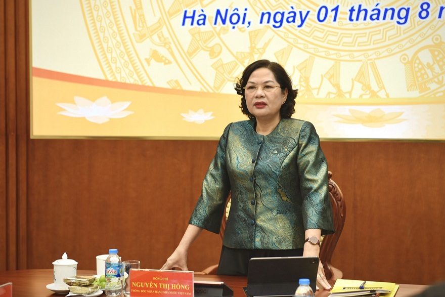 Thống đốc Ngân hàng Nhà nước Nguyễn Thị Hồng phát biểu tại cuộc họp
