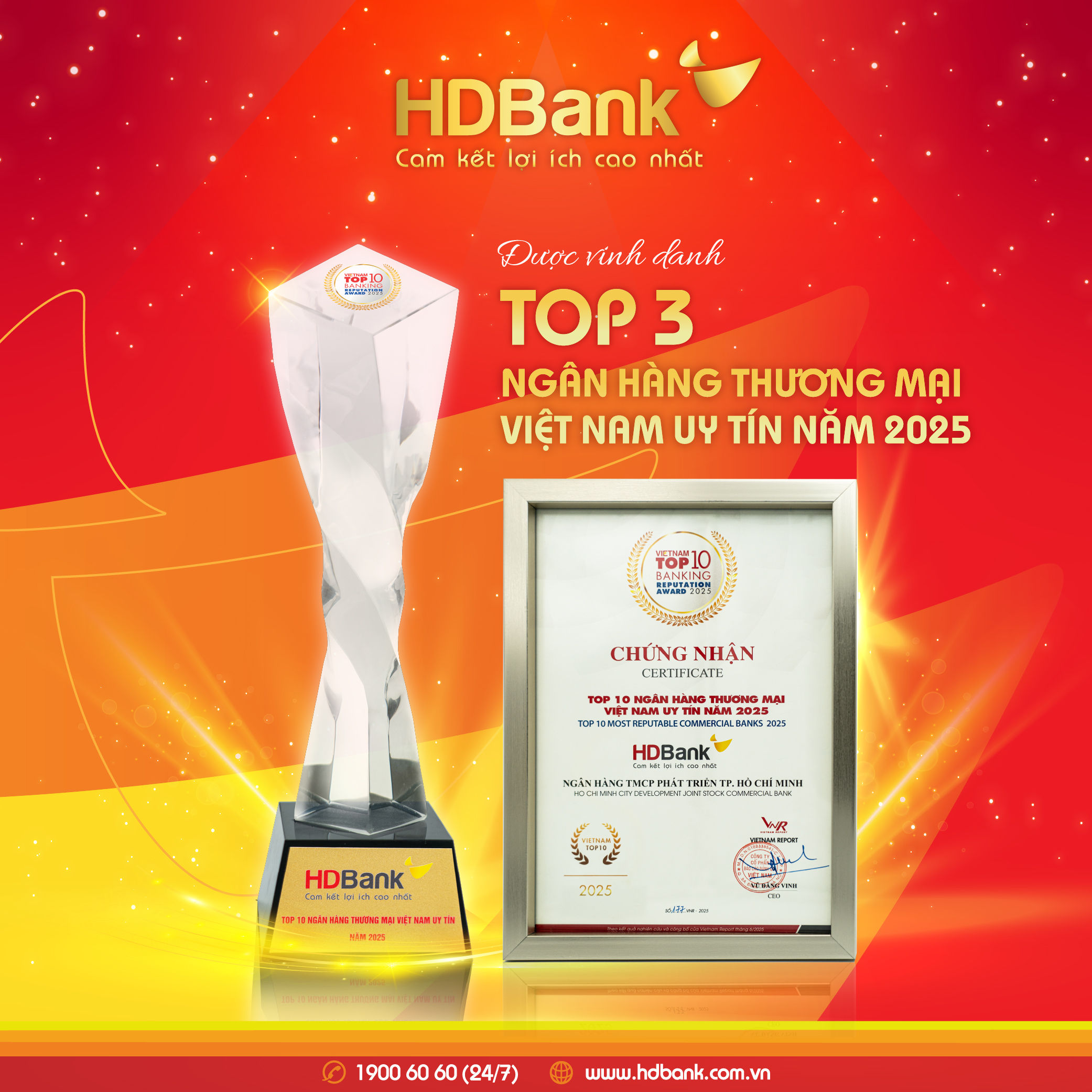 HDBank vững vàng Top 3 ngân hàng niêm yết uy tín & hiệu quả năm 2025