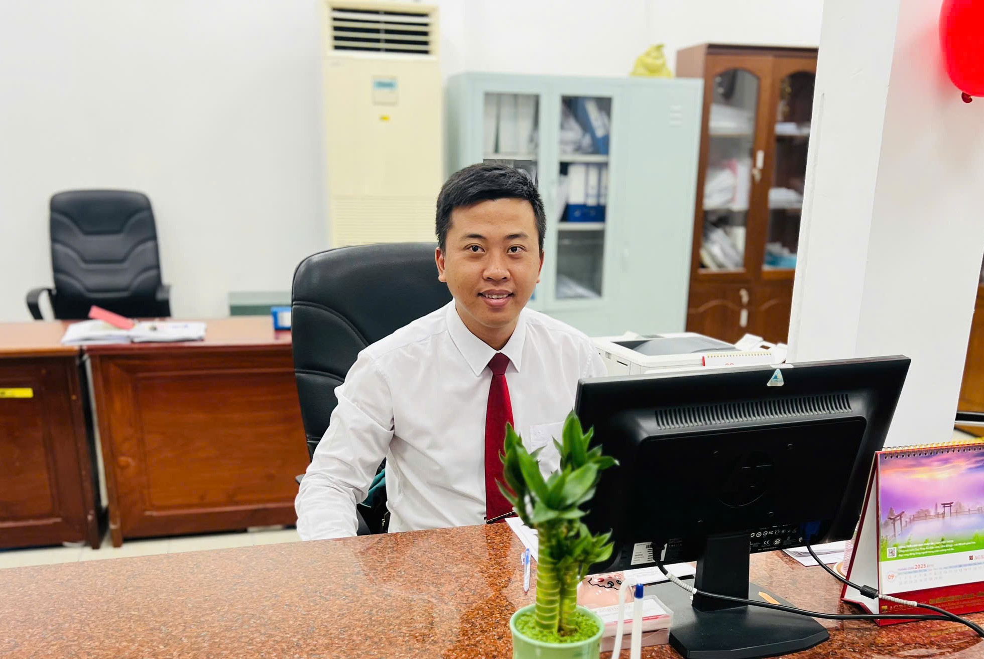 Anh Nguyễn Bách Sang - Thí sinh tham dự vòng 1 Hội thi của Agribank Chi nhánh Đông Long An đạt 99/100 điểm