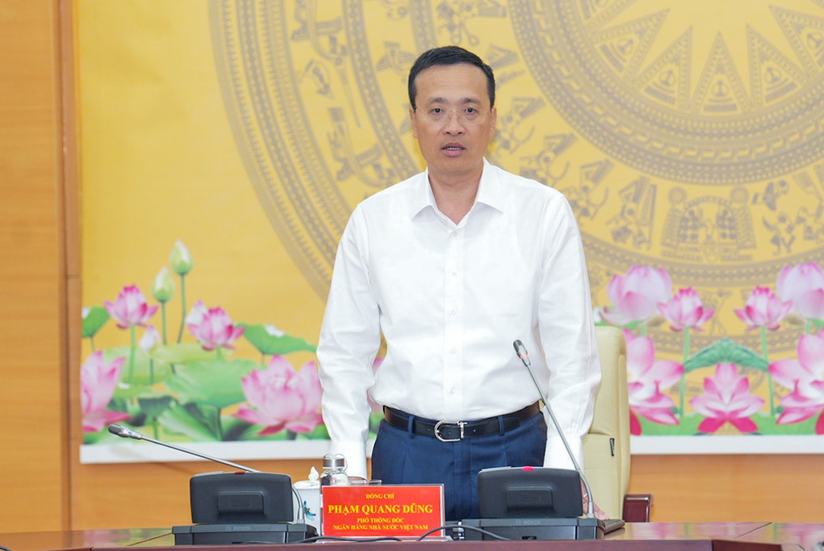 Phó Thống đốc NHNN Phạm Quang Dũng phát biểu tại cuộc họp