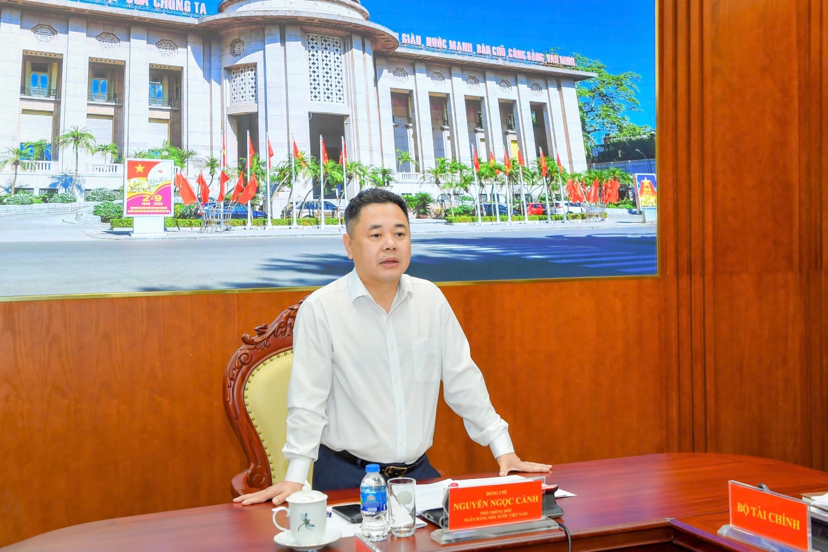 Phó Thống đốc NHNN Nguyễn Ngọc Cảnh phát biểu chỉ đạo tại cuộc họp