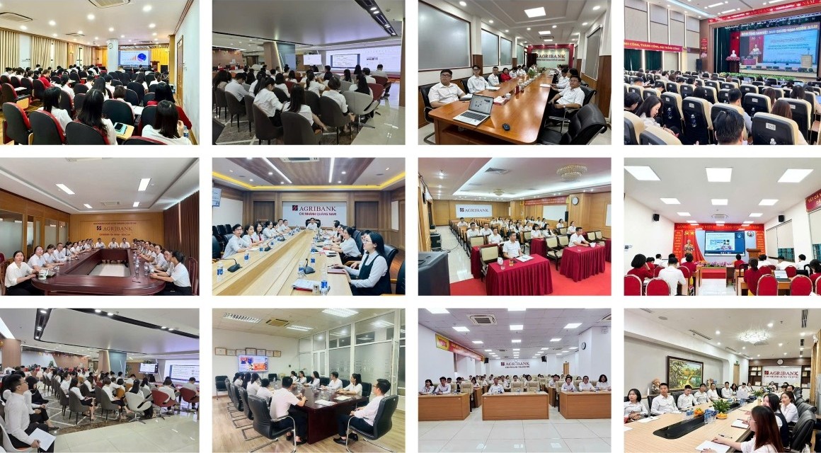 Các đại biểu dự hội nghị từ các điểm cầu trong hệ thống Agribank