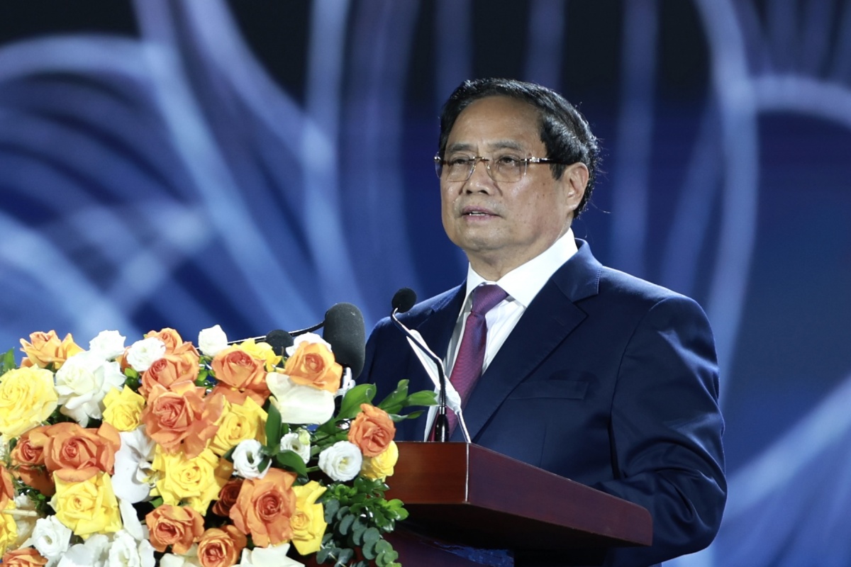 Thủ tướng Phạm Minh Chính phát biểu tại lễ bế mạc Triển lãm “80 năm Hành trình Độc lập - Tự do - Hạnh phúc”. Ảnh: VGP/Nhật Bắc