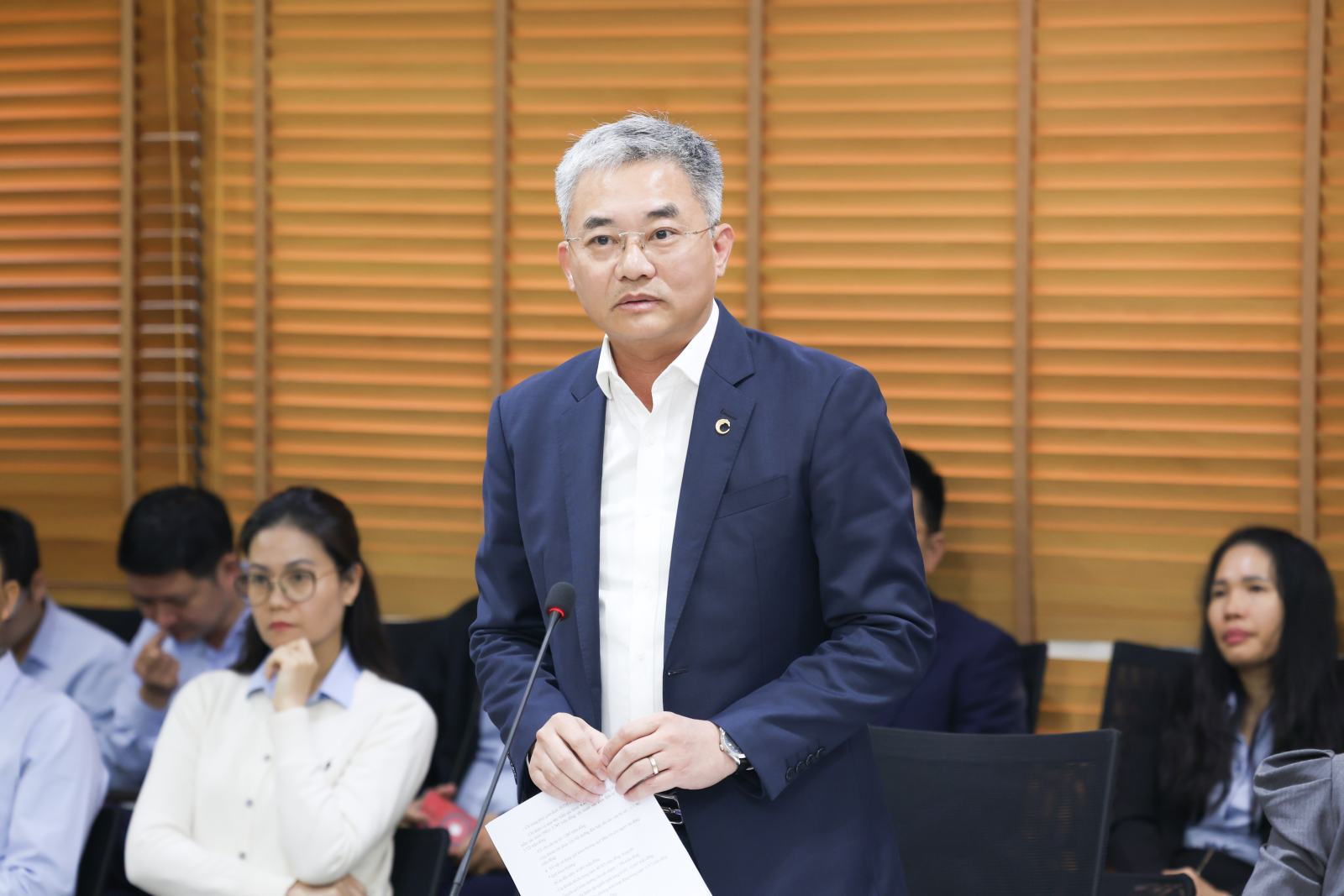 Ông Nguyễn Quốc Cường - Chủ tịch Hội đồng quản trị Co-opBank phát biểu chỉ đạo tại buổi họp trực tuyến toàn hệ thống Co-opBank về nội dung báo cáo tình hình tài chính năm 2025