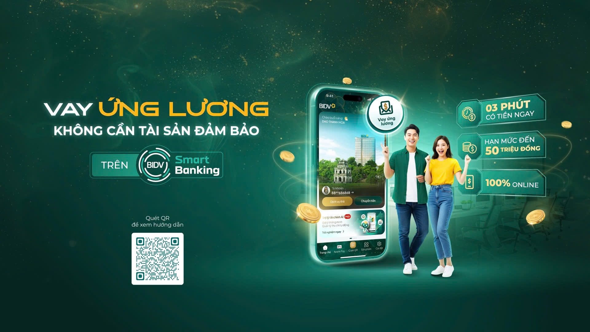 “Vay ứng lương” an toàn, tự động trên BIDV SmartBanking