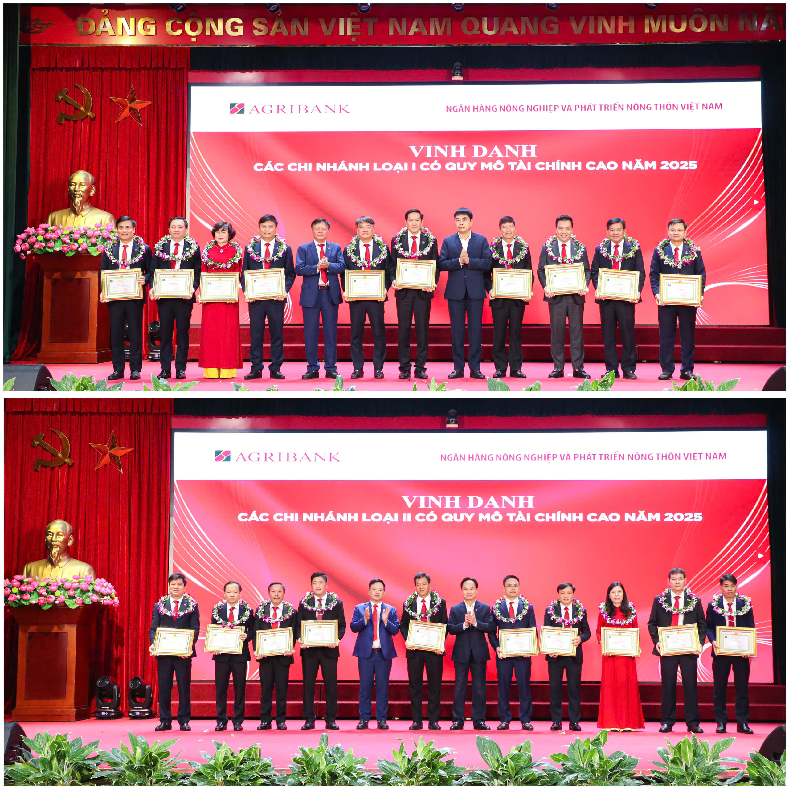 Biểu dương các tập thể Trụ sở chính có thành tích đặc biệt xuất sắc, góp phần hoàn thành nhiệm vụ kinh doanh năm 2025 của Agribank.