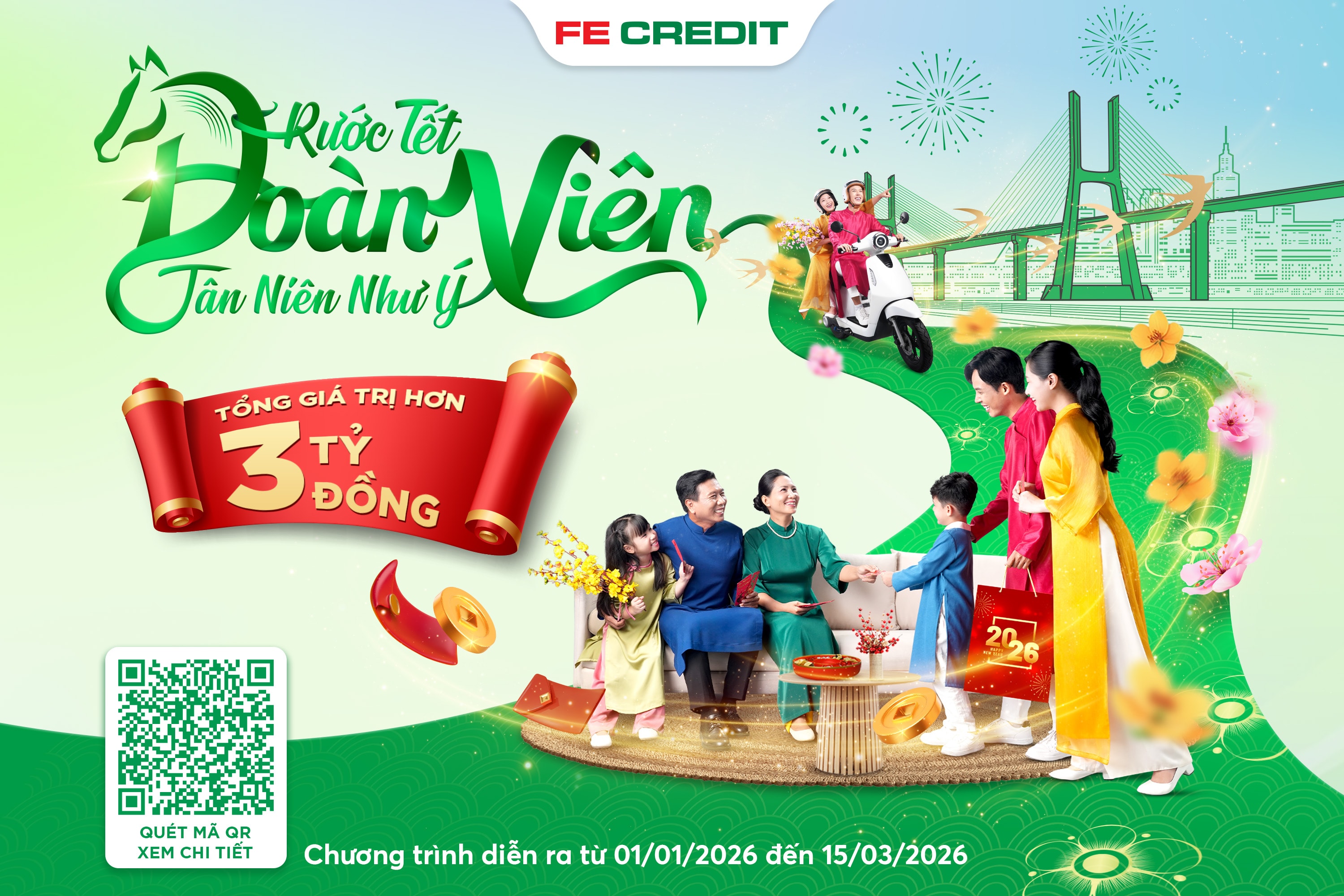 FE CREDIT mong muốn mang đến một mùa Tết đủ đầy cho khách hàng thông qua những sản phẩm tài chính nhanh chóng, dễ dàng và đáng tin cậy, cùng chương trình ưu đãi giá trị