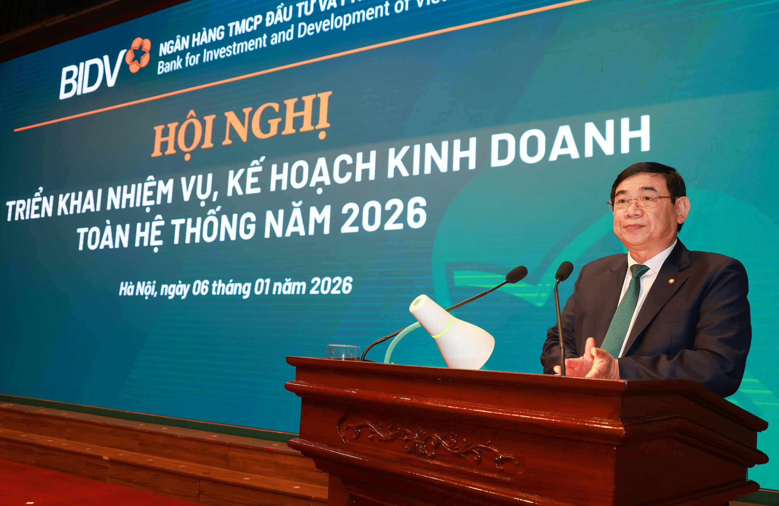 Chủ tịch HĐQT BIDV Phan Đức Tú phát biểu tại Hội nghị