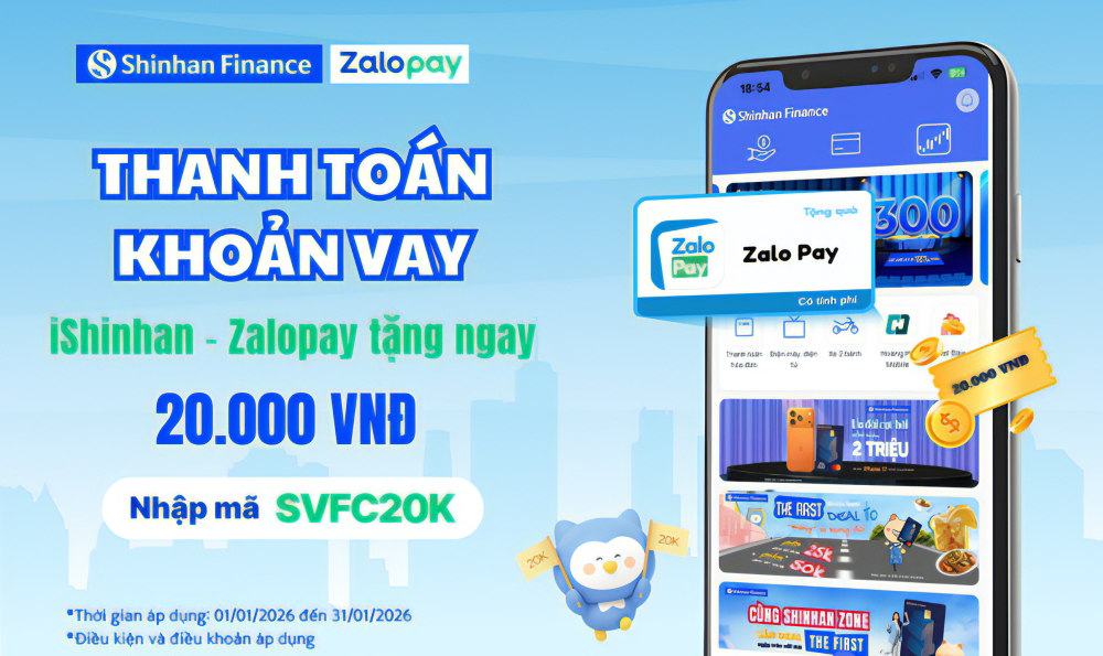 Thanh toán khoản vay trên iShinhan nhận ngay ưu đãi cùng Zalopay