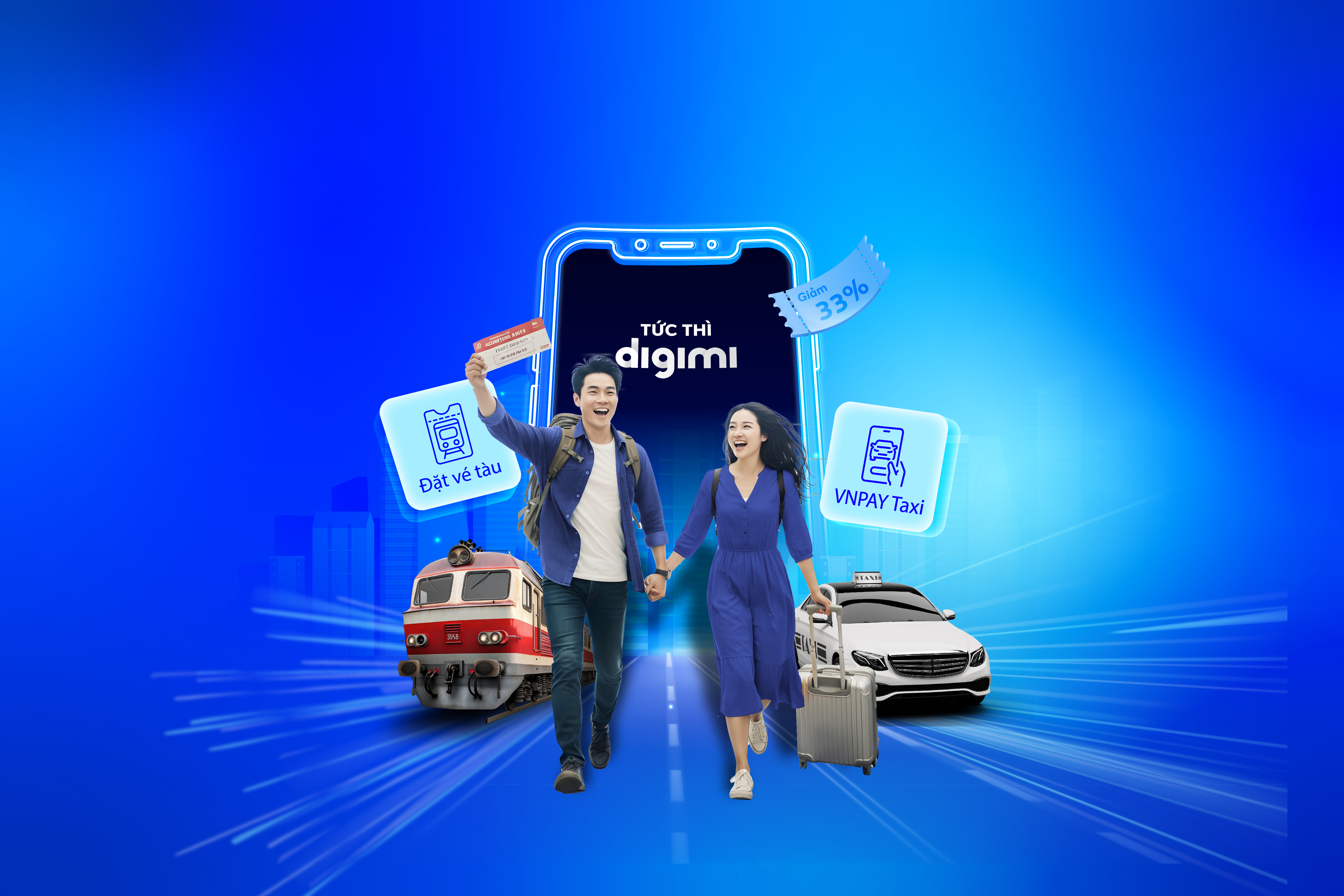 Cùng BVBank du xuân mọi miền với ưu đãi đặt vé tàu/ taxi trên ngân hàng số Digimi