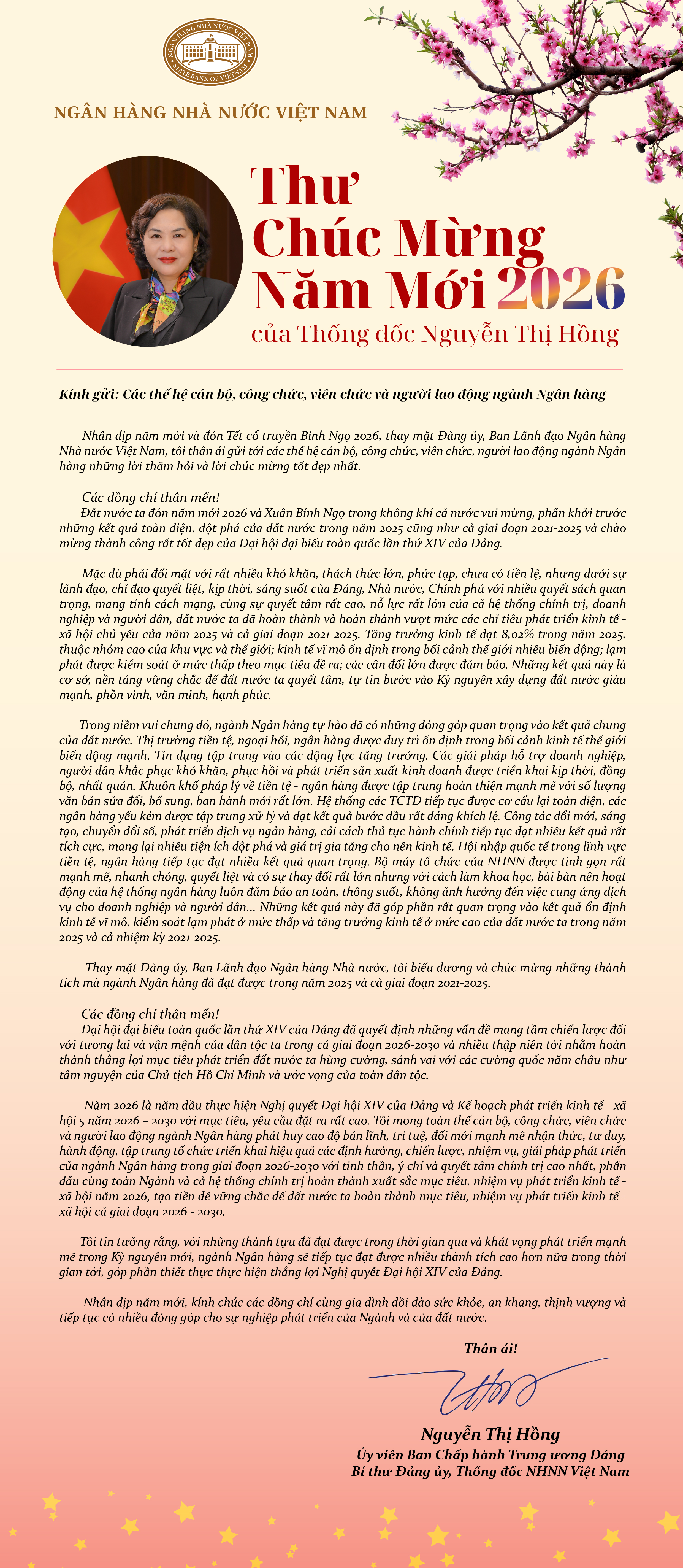 Thư Chúc mừng năm mới của Thống đốc Ngân hàng Nhà nước Việt Nam