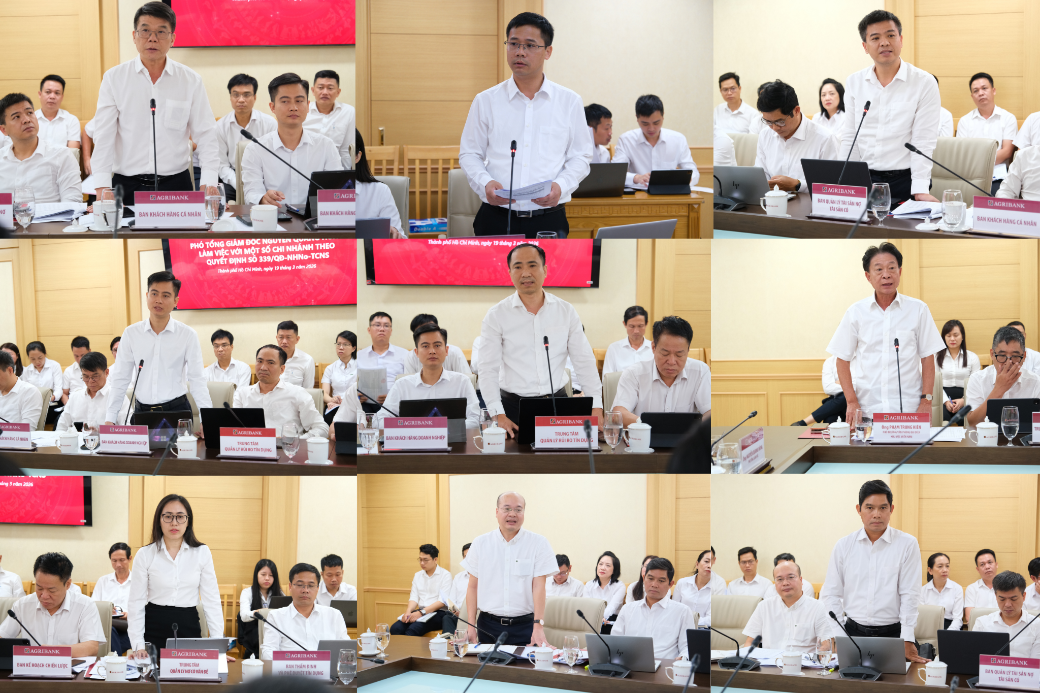 Lãnh đạo các đơn vị tại Trụ sở chính và Văn phòng đại diện khu vực miền Nam phát biểu tại cuộc họp