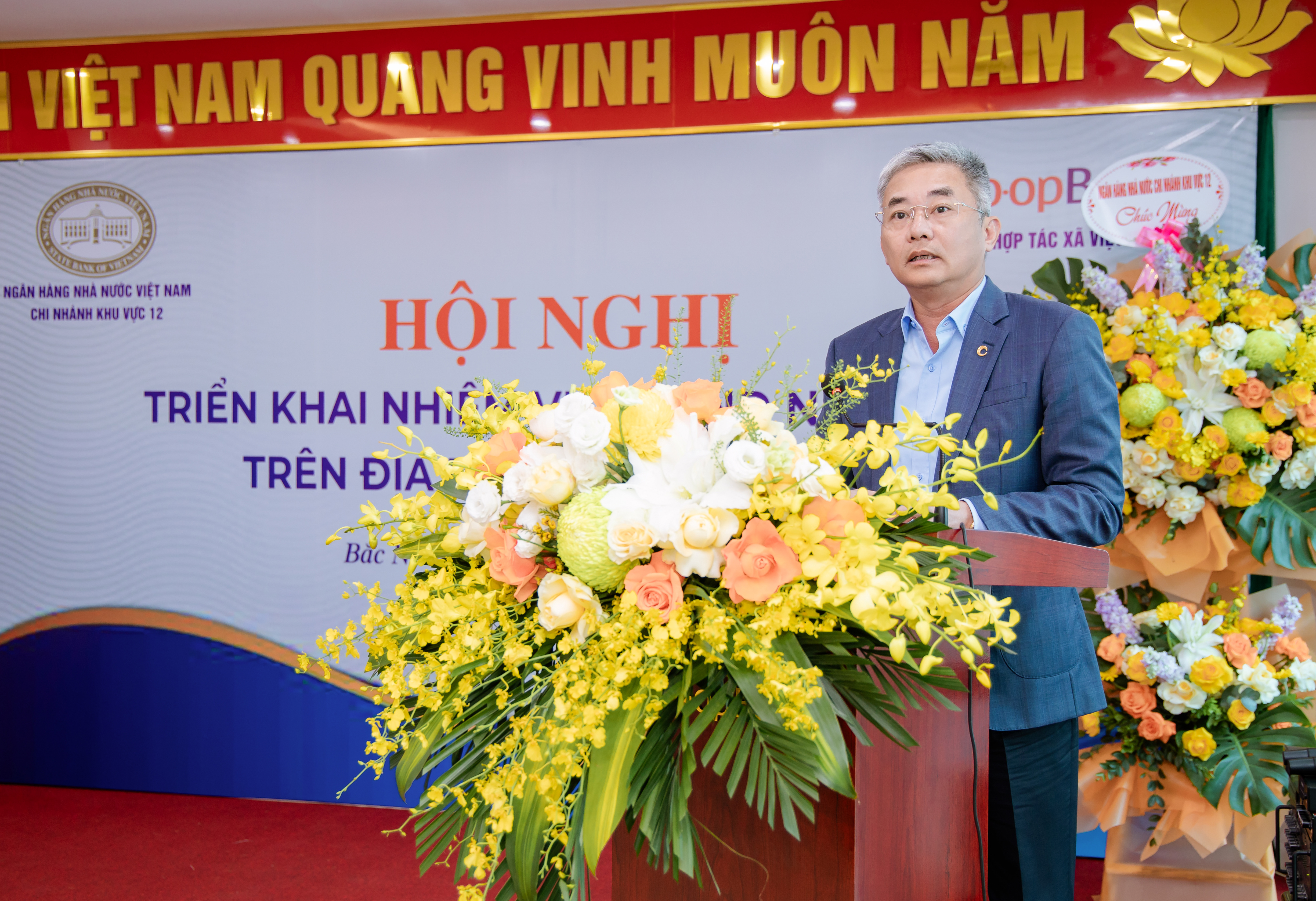 Ông Nguyễn Quốc Cường - Chủ tịch Hội đồng quản trị Co-opBank phát biểu tại Hội nghị