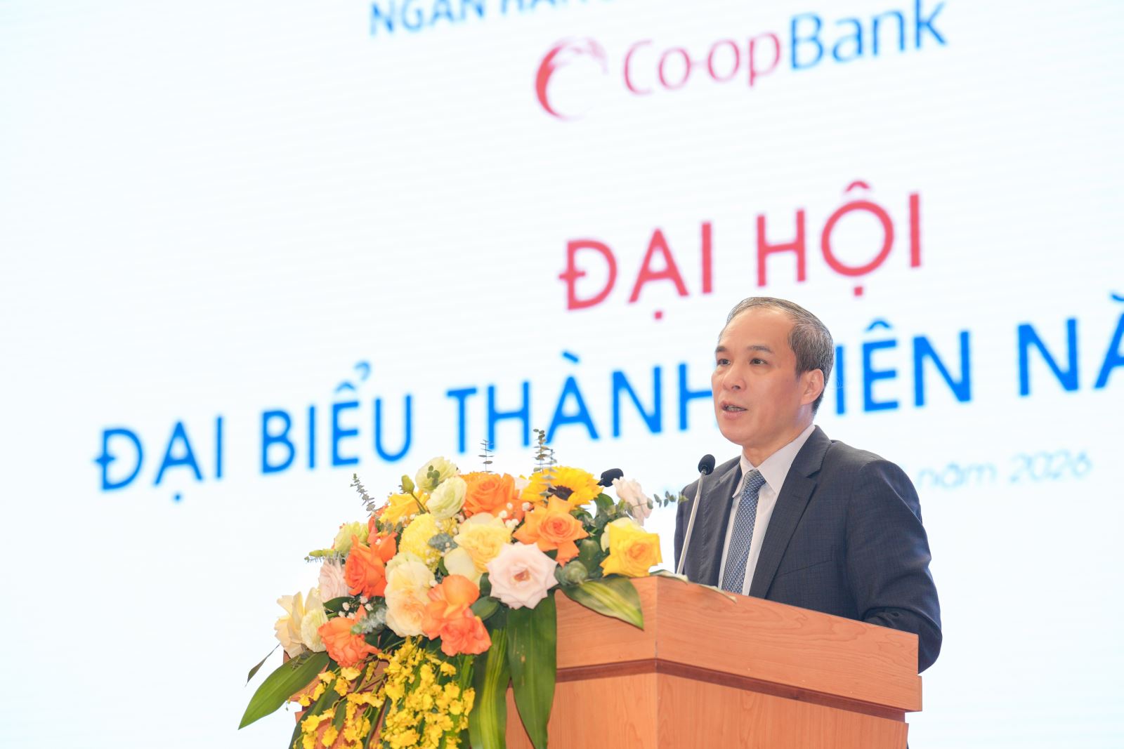 Ông Đoàn Thái Sơn - Phó Bí thư Thường trực Đảng ủy, Phó Thống đốc Thường trực NHNN Việt Nam phát biểu chỉ đạo tại Đại hội