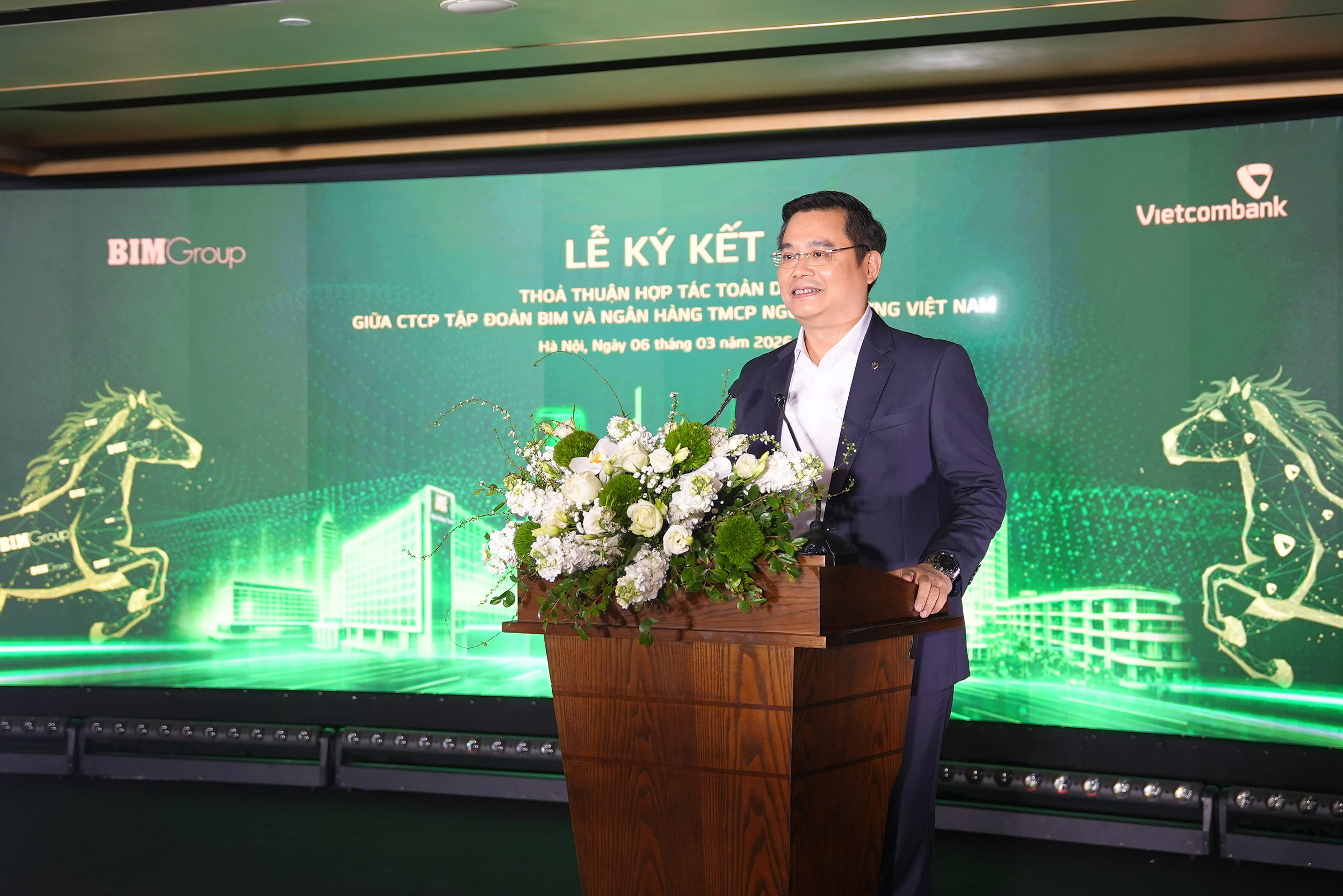 Ông Nguyễn Thanh Tùng - Chủ tịch HĐQT Vietcombank phát biểu tại Lễ ký kết thỏa thuận hợp tác