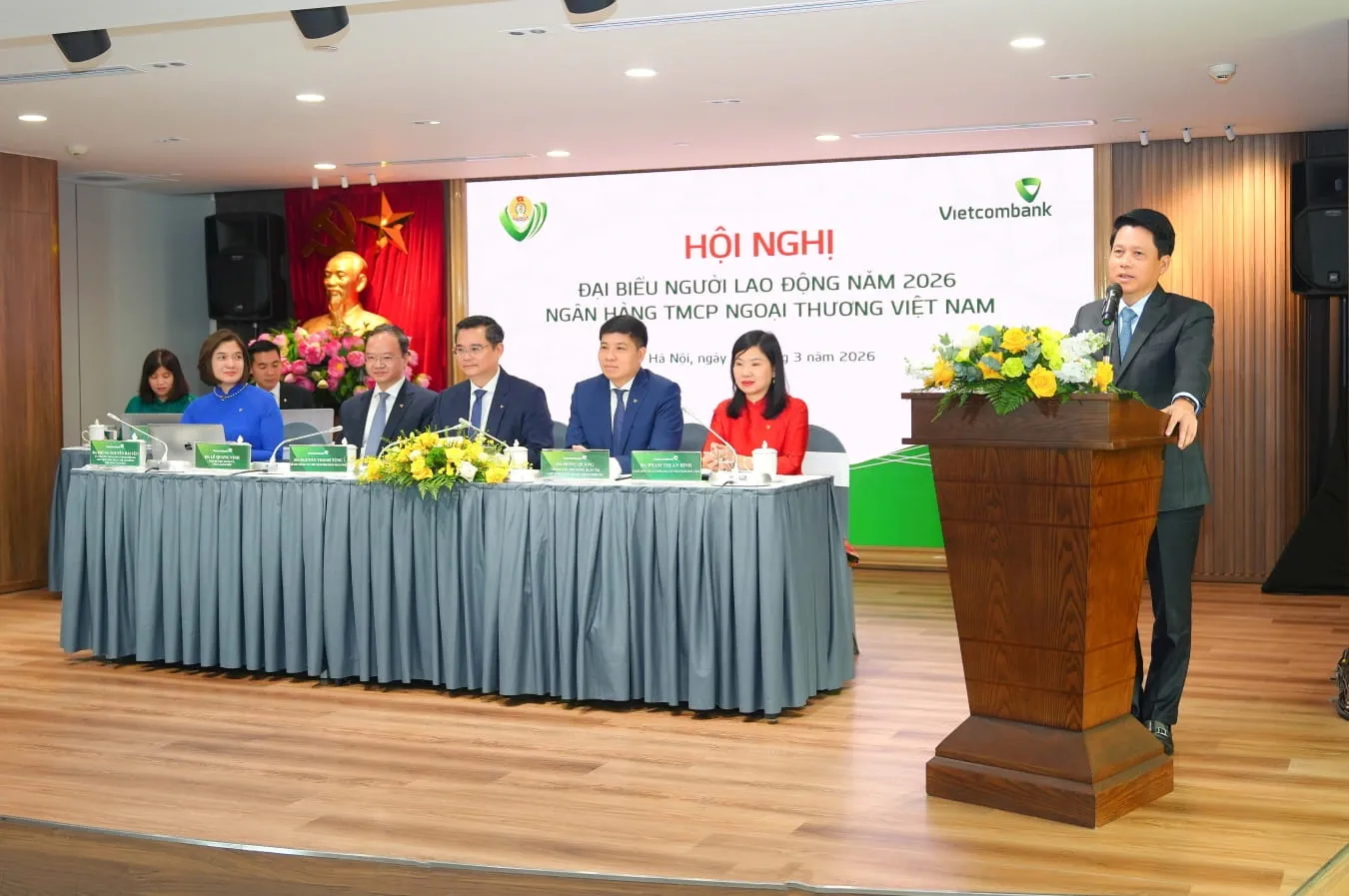 Đ/c Phạm Tiến Dũng - Phó Thống đốc Ngân hàng Nhà nước Việt Nam, Chủ tịch Công đoàn Ngân hàng Việt Nam phát biểu chỉ đạo Hội nghị