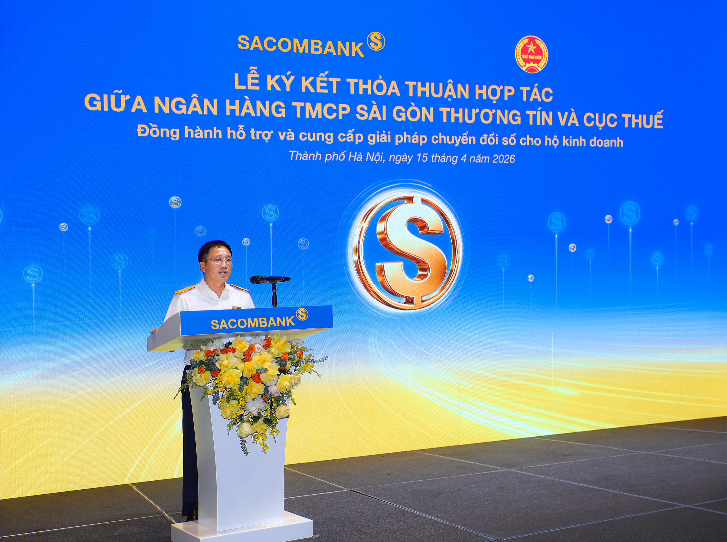 Ông Mai Sơn - Phó Cục trưởng Cục Thuế phát biểu tại lễ ký kết