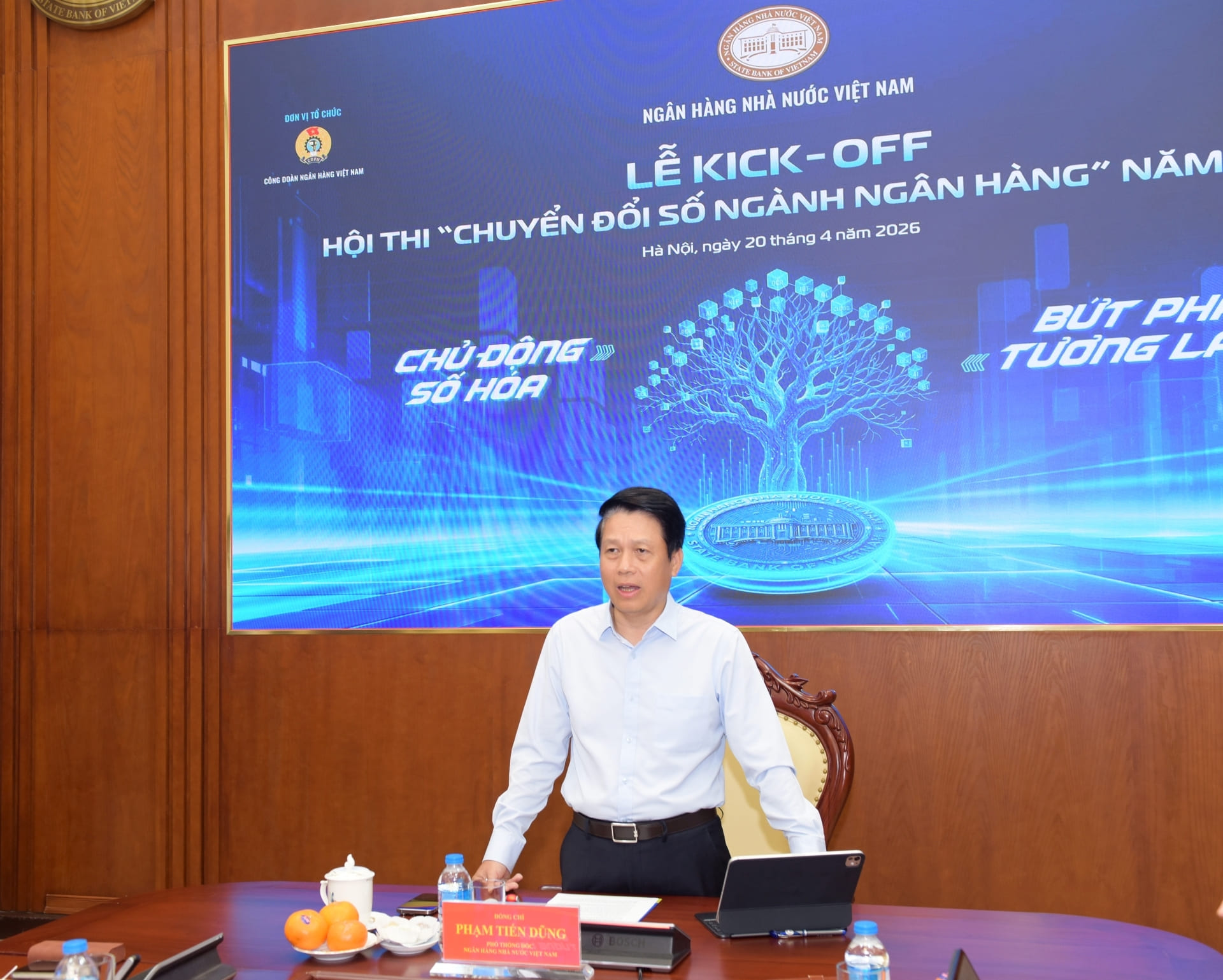 Phó Thống đốc Phạm Tiến Dũng phát biểu khai mạc tại Lễ Kick-off