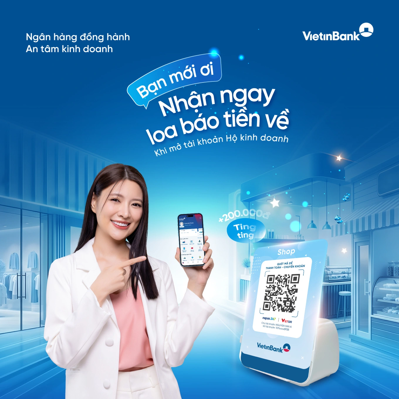 VietinBank tặng loa báo tiền về, đồng hành cùng hộ kinh doanh chuyển đổi số