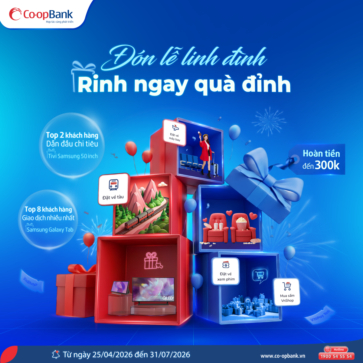 Co-opBank tung ưu đãi lớn dịp 30/4 – 1/5: Giao dịch càng nhiều, quà càng “đỉnh”