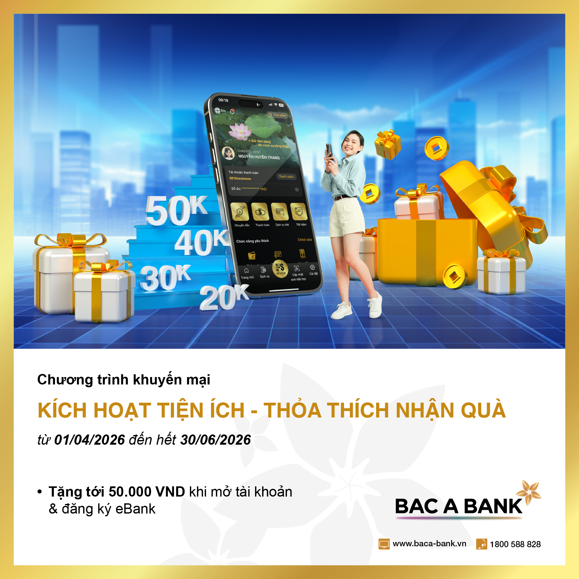 Bac A Bank dành 12.000 phần quà ưu đãi khách hàng kích hoạt Mobile Banking
