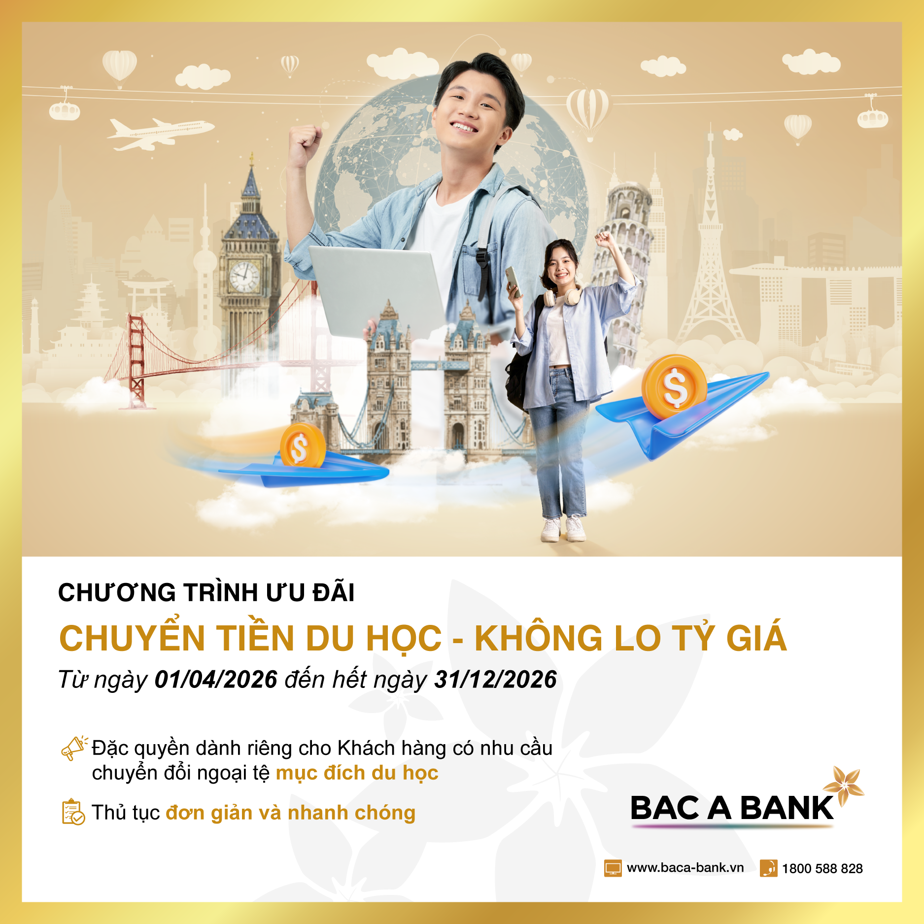 Bac A Bank triển khai ưu đãi chuyển tiền du học, giảm áp lực tỷ giá