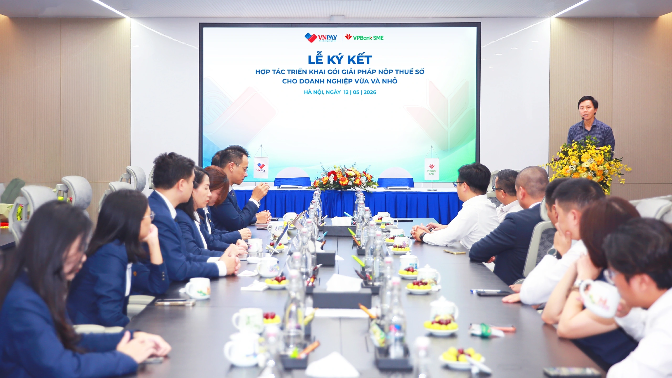 Đại diện VPBank SME chia sẻ tại lễ ký kết hợp tác triển gói giải pháp nộp thuế số với VNPAY