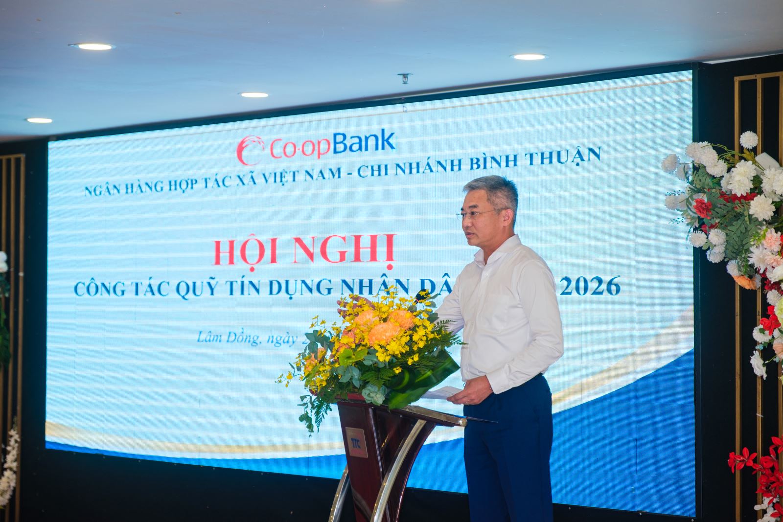 Ông Nguyễn Quốc Cường - Chủ tịch Hội đồng quản trị Co-opBank phát biểu tại Hội nghị
