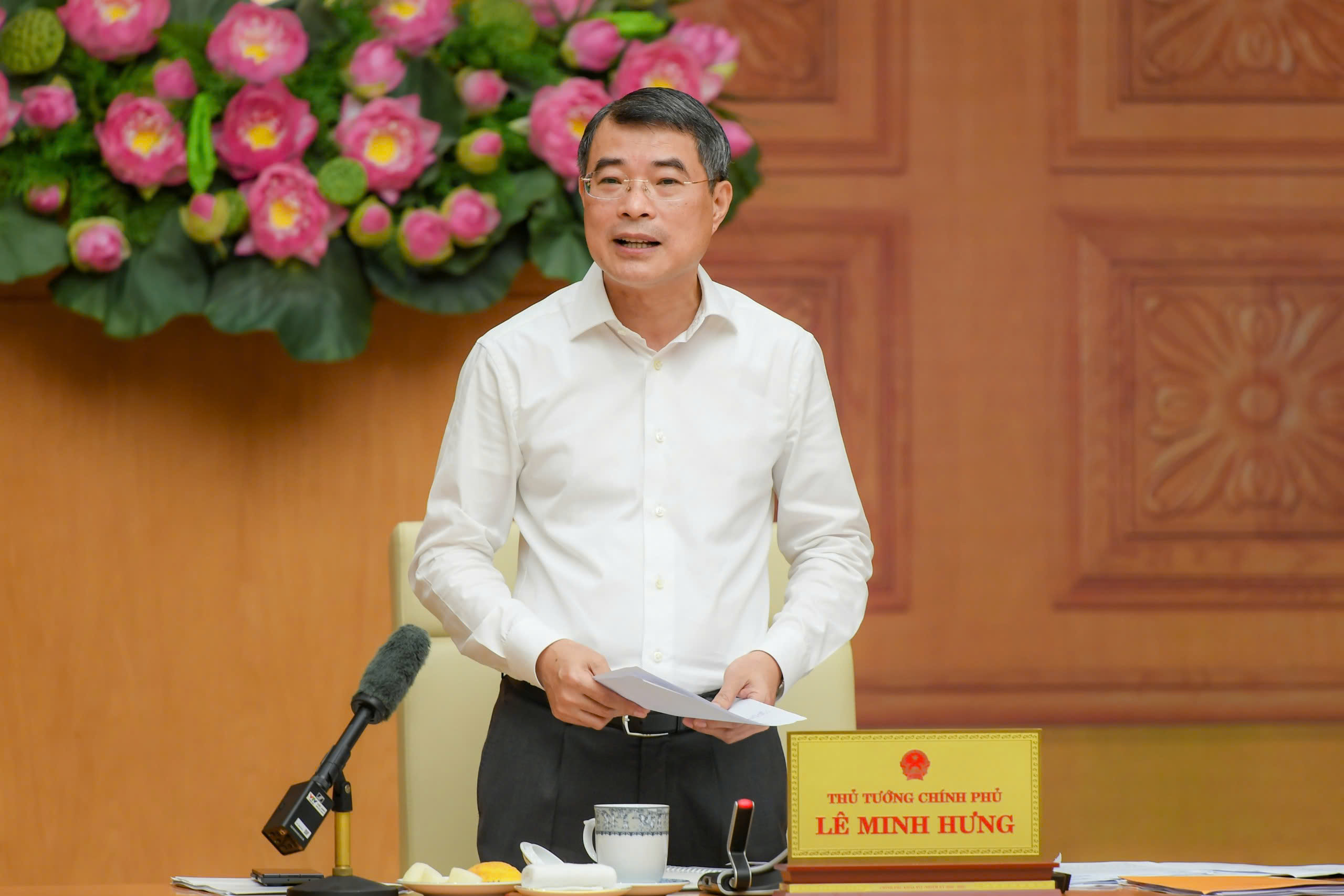 Thủ tướng Chính phủ Lê Minh Hưng phát biểu chỉ đạo cuộc họp
